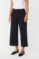 Masai Piana Jersey Cropped Wide Leg Trousers - Navy