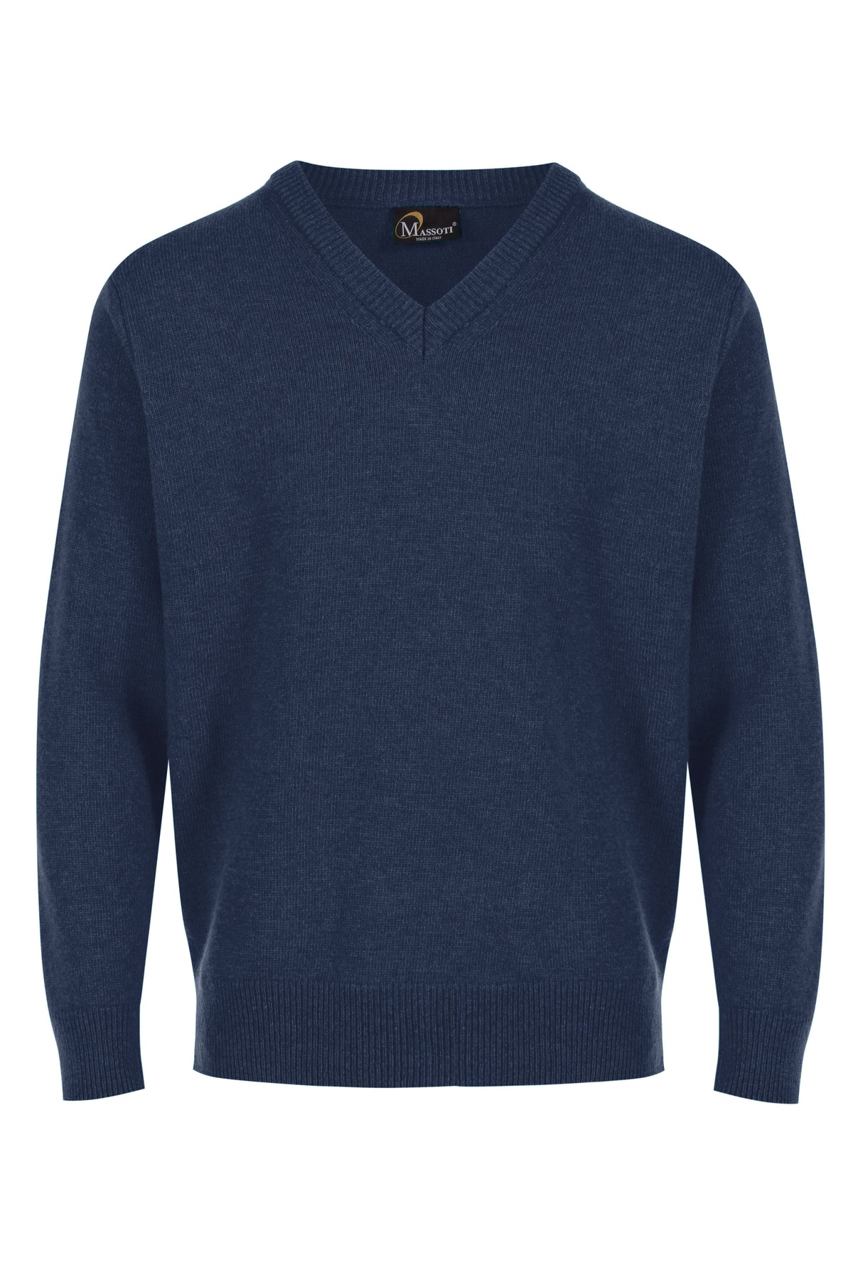 Massoti Lambswool V Neck Jumper - Midnight