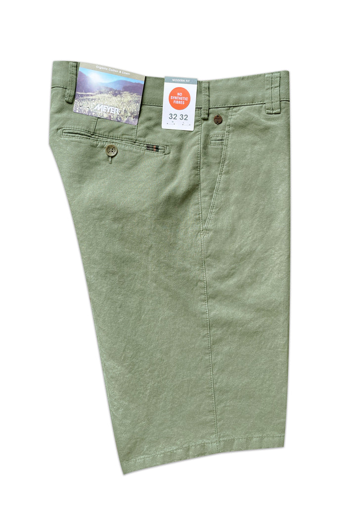 Meyer B-Palma Cotton/Linen Blend Shorts - Olive