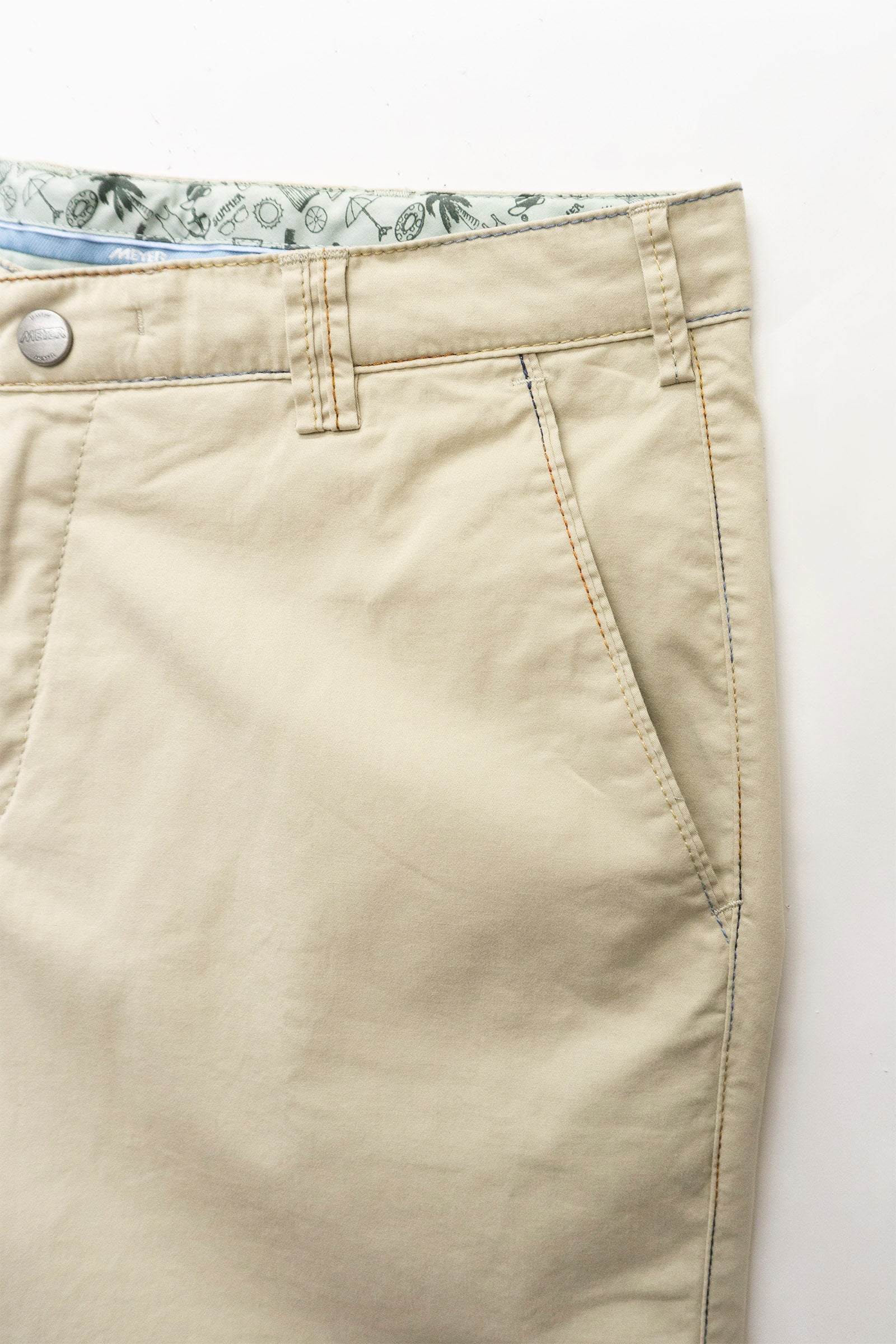 Meyer B-Palma Cotton Stretch Rainbow Stitch Shorts - Beige