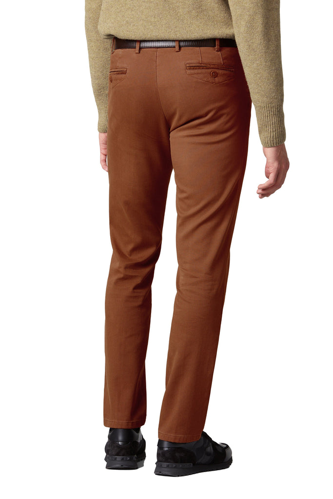Meyer Chicago Canvas Look Stretch Chino Trousers - Burnt Orange