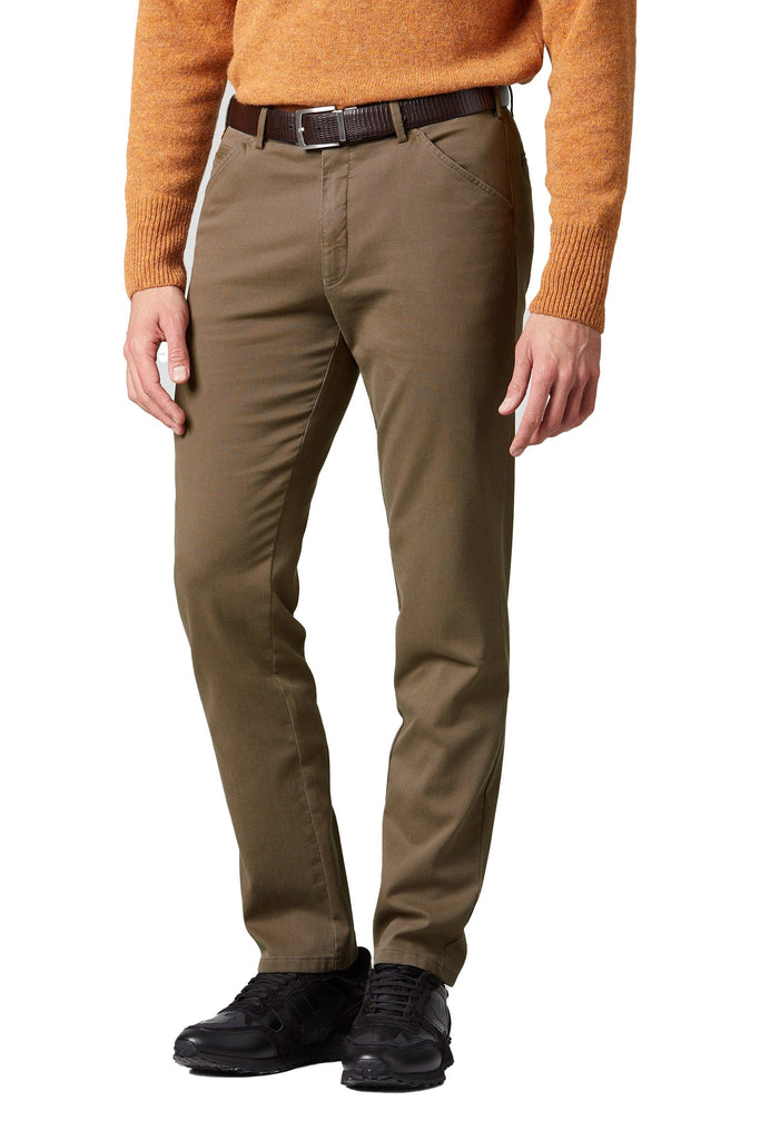 Meyer Chicago Canvas Look Stretch Chino Trousers - Stone