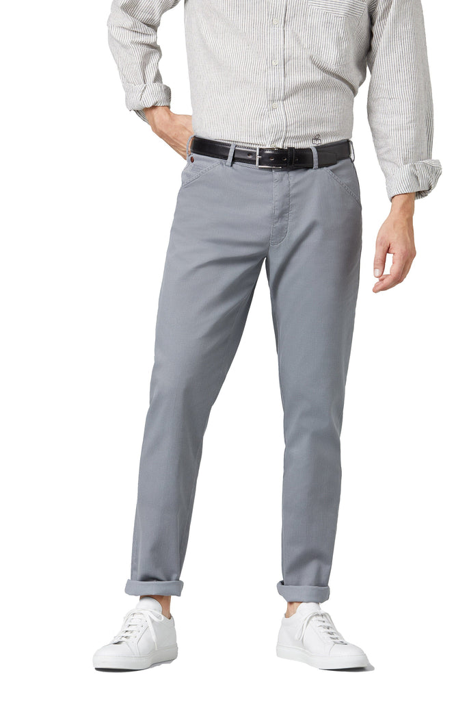 Meyer Chicago Cotton Stretch Chino Trousers - Light Grey
