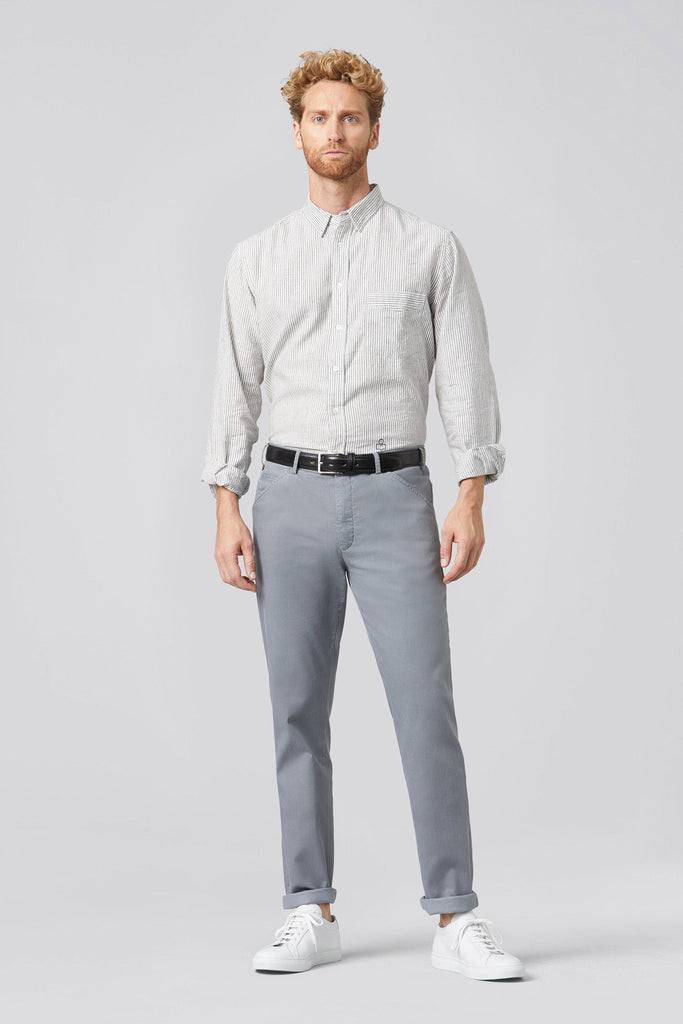 Meyer Chicago Cotton Stretch Chino Trousers - Light Grey