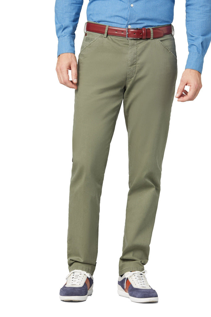 Meyer Chicago Cotton Stretch Chino Trousers - Moss Green