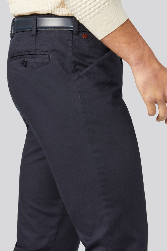 Meyer Chicago Cotton Stretch Chino Trousers - Navy