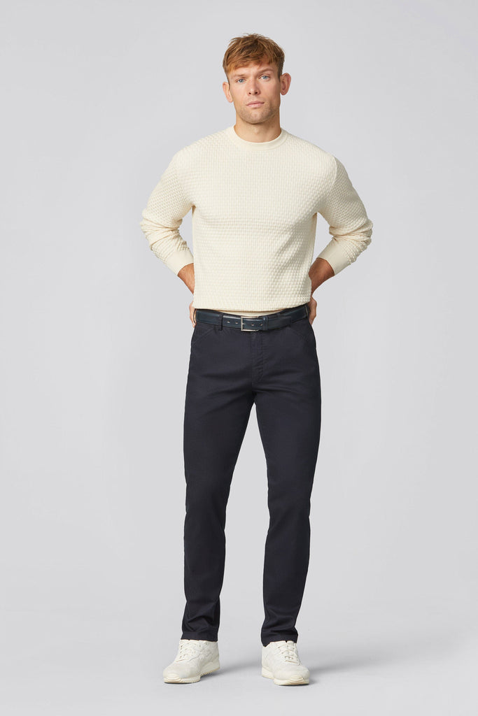 Meyer Chicago Cotton Stretch Chino Trousers - Navy