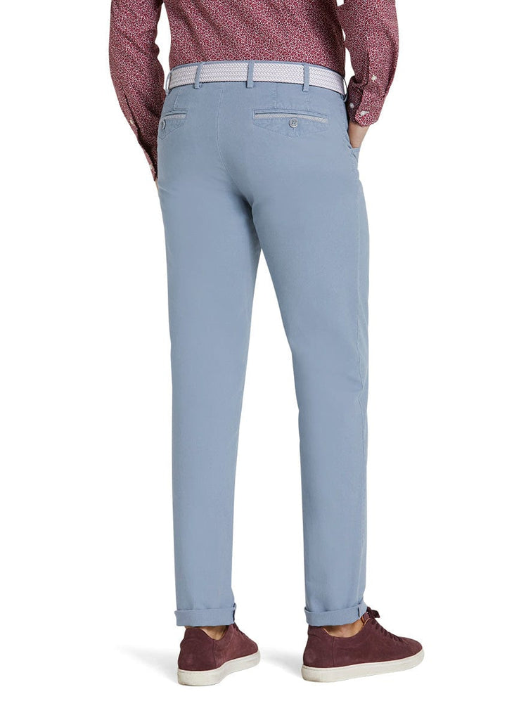 Meyer Chicago Micro-Striped Cotton Chino Trousers - Light Blue
