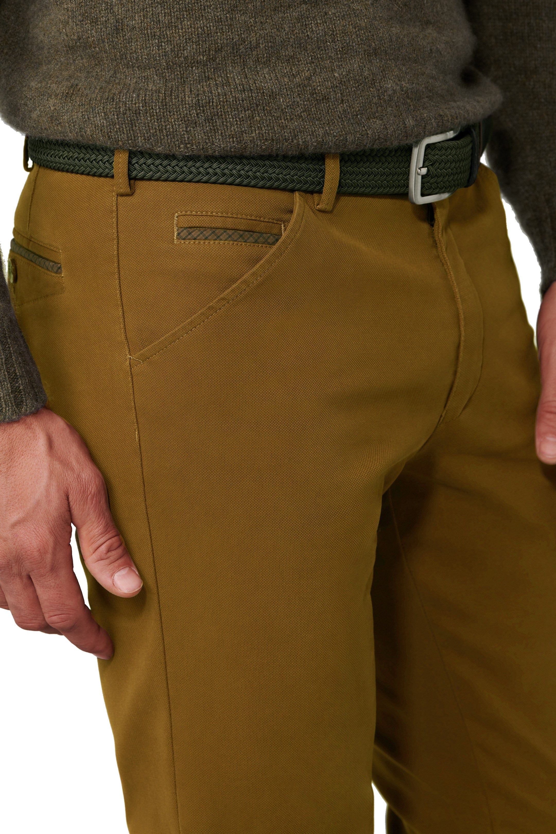 Meyer Chicago Micro Structure Cotton Chinos - Caramel