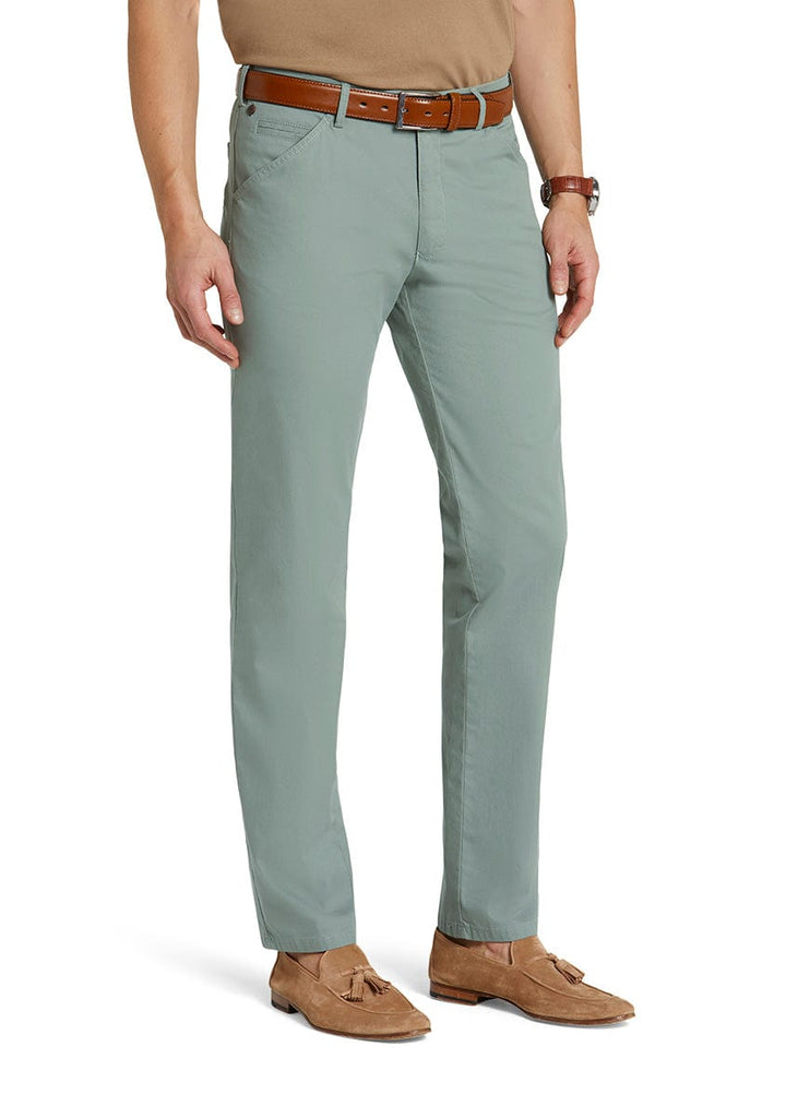 Meyer Chicago Micro-Structure Stretch Chino Trousers - Mint