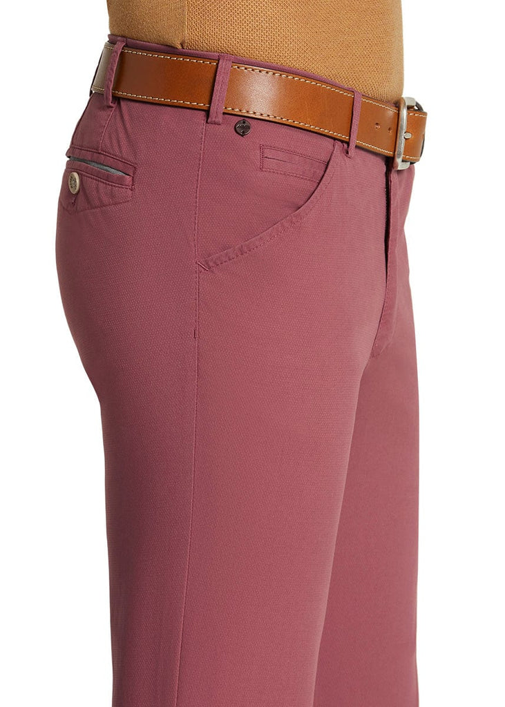 Meyer Chicago Micro-Structure Stretch Chino Trousers - Raspberry