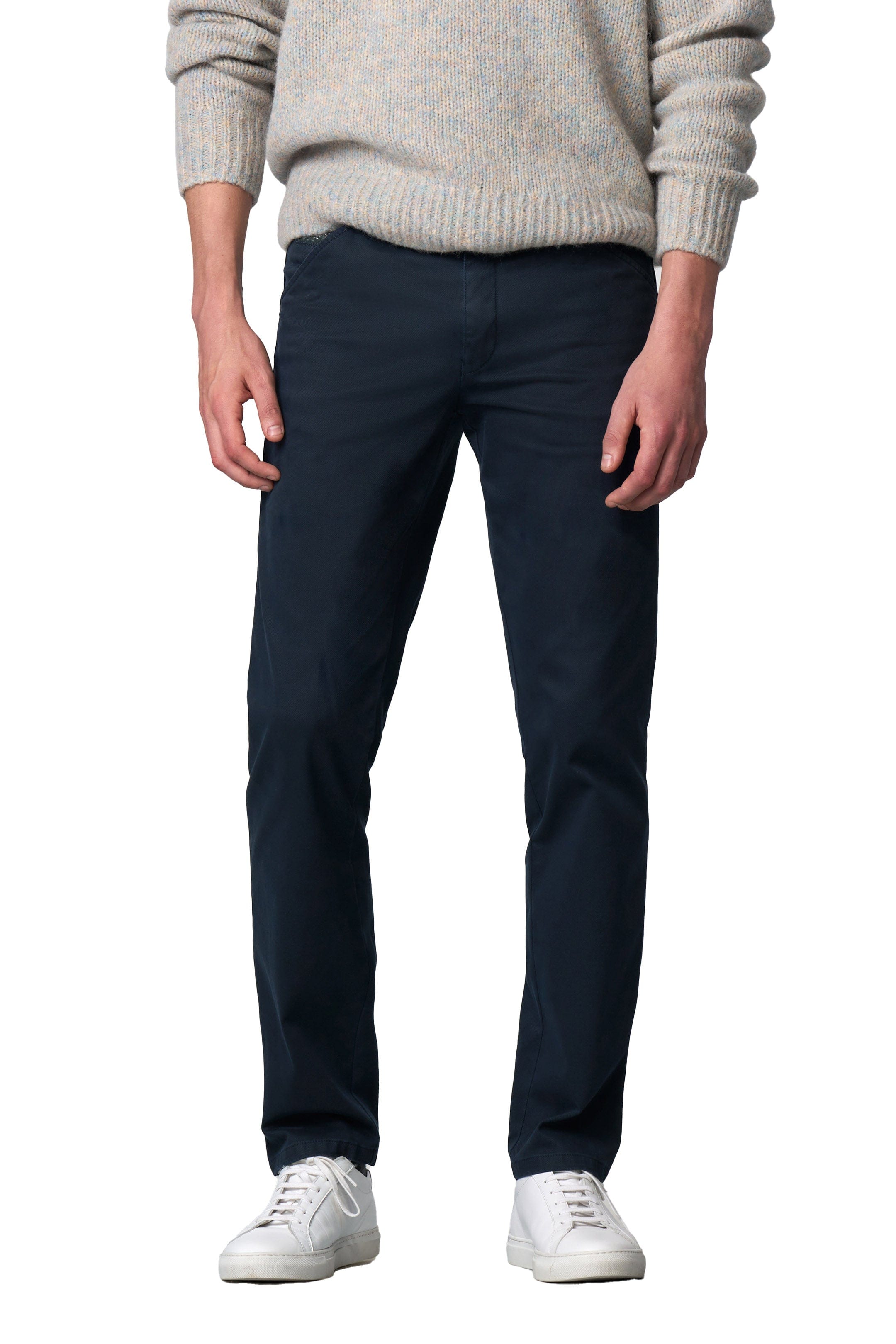 Meyer Chicago Micro Texture Cotton Stretch Chinos - Deep Navy