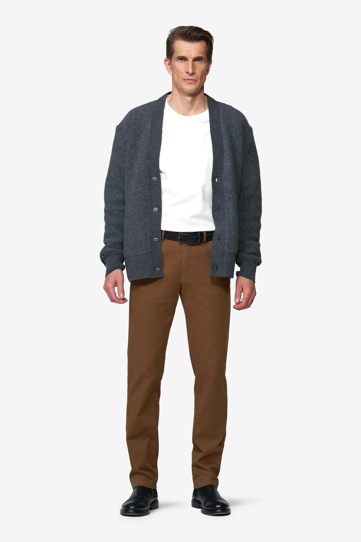 Meyer Chicago Stretch Micro Structure Chino Trousers - Caramel