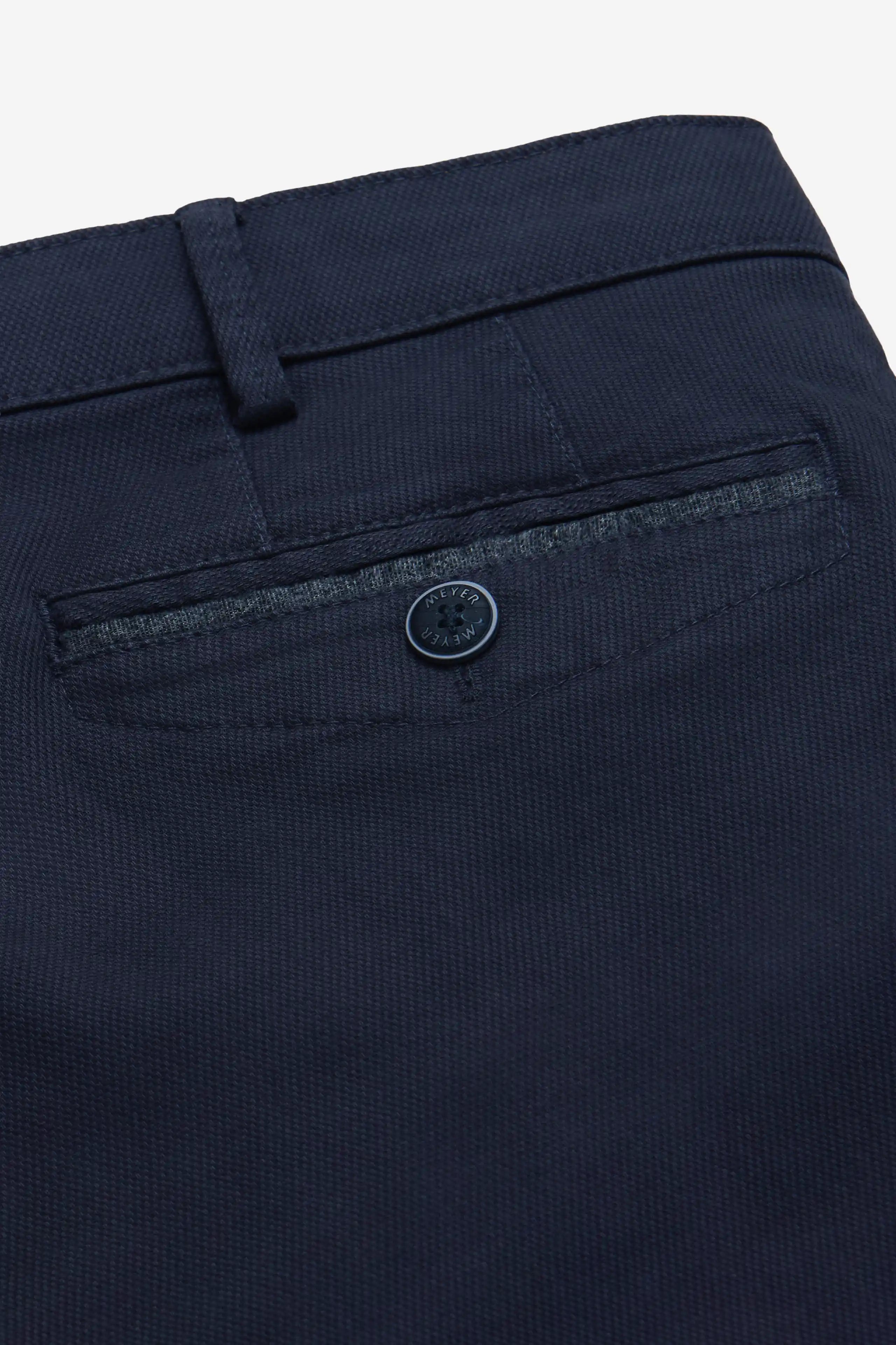 Meyer Chicago Stretch Micro Structure Chino Trousers - Navy