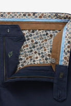 Meyer Chicago Stretch Micro Structure Chino Trousers - Navy