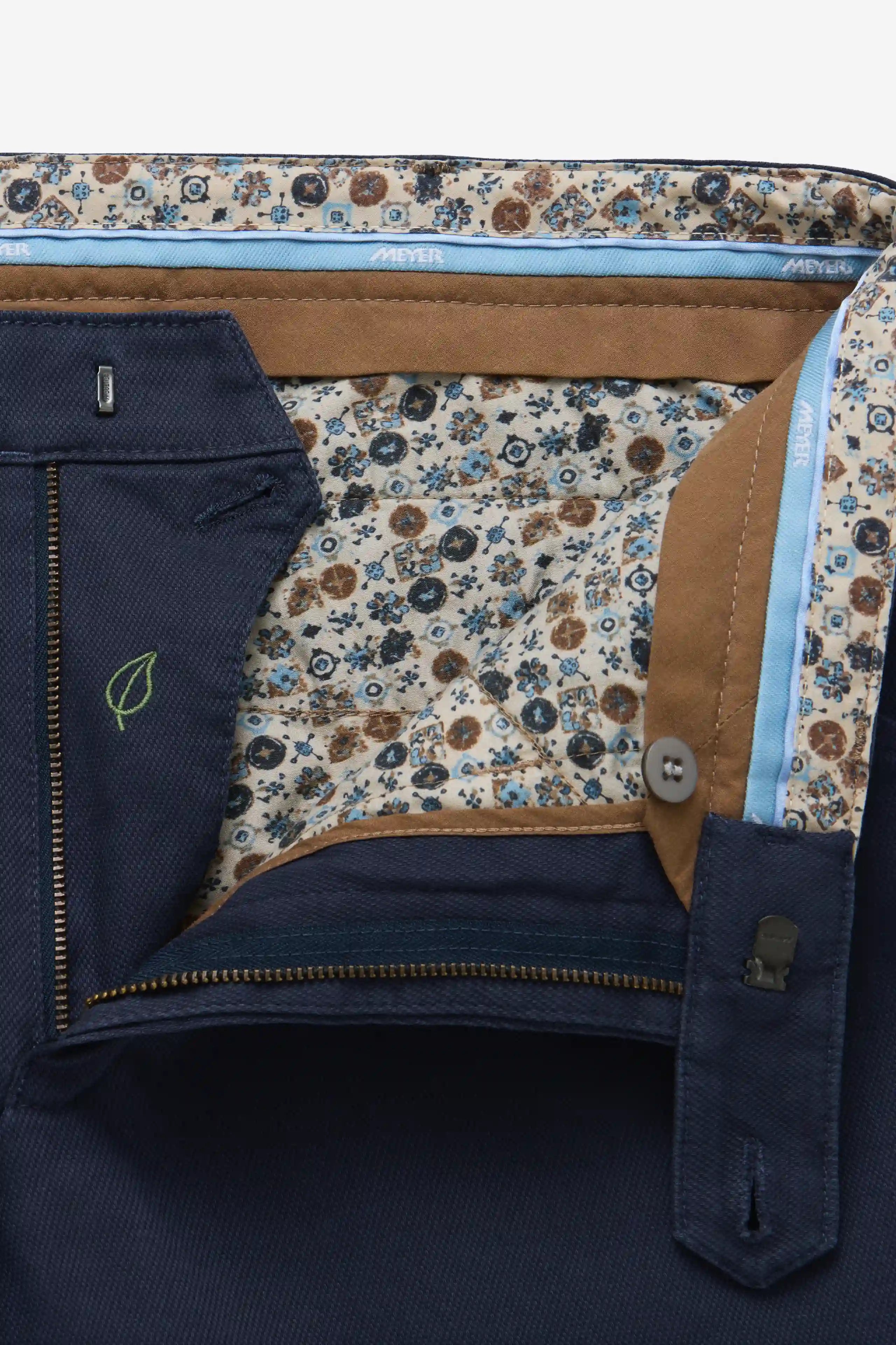 Meyer Chicago Stretch Micro Structure Chino Trousers - Navy