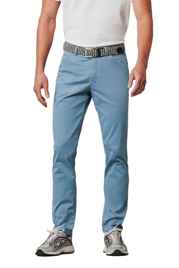 Meyer Chicago Two-Tone Cotton Stretch Chino Trousers - Blue