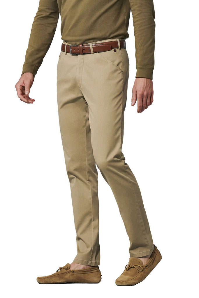 Meyer Chicago Two-Tone Cotton Stretch Chino Trousers - Sand