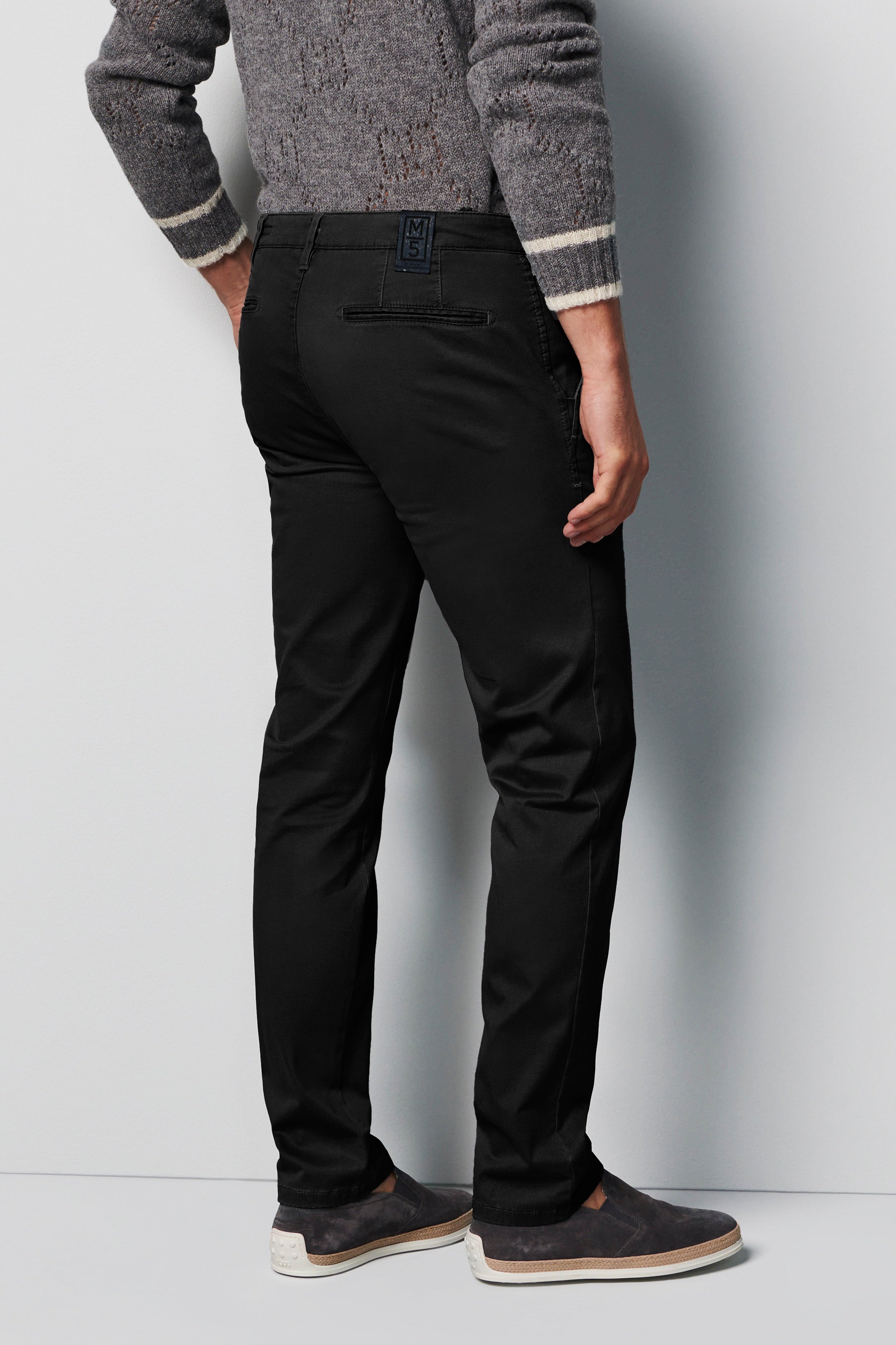 Meyer M5 Chino Cotton Stretch Chino Trousers - Black