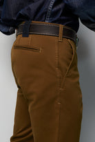 Meyer M5 Chino Cotton Stretch Chino Trousers - Caramel