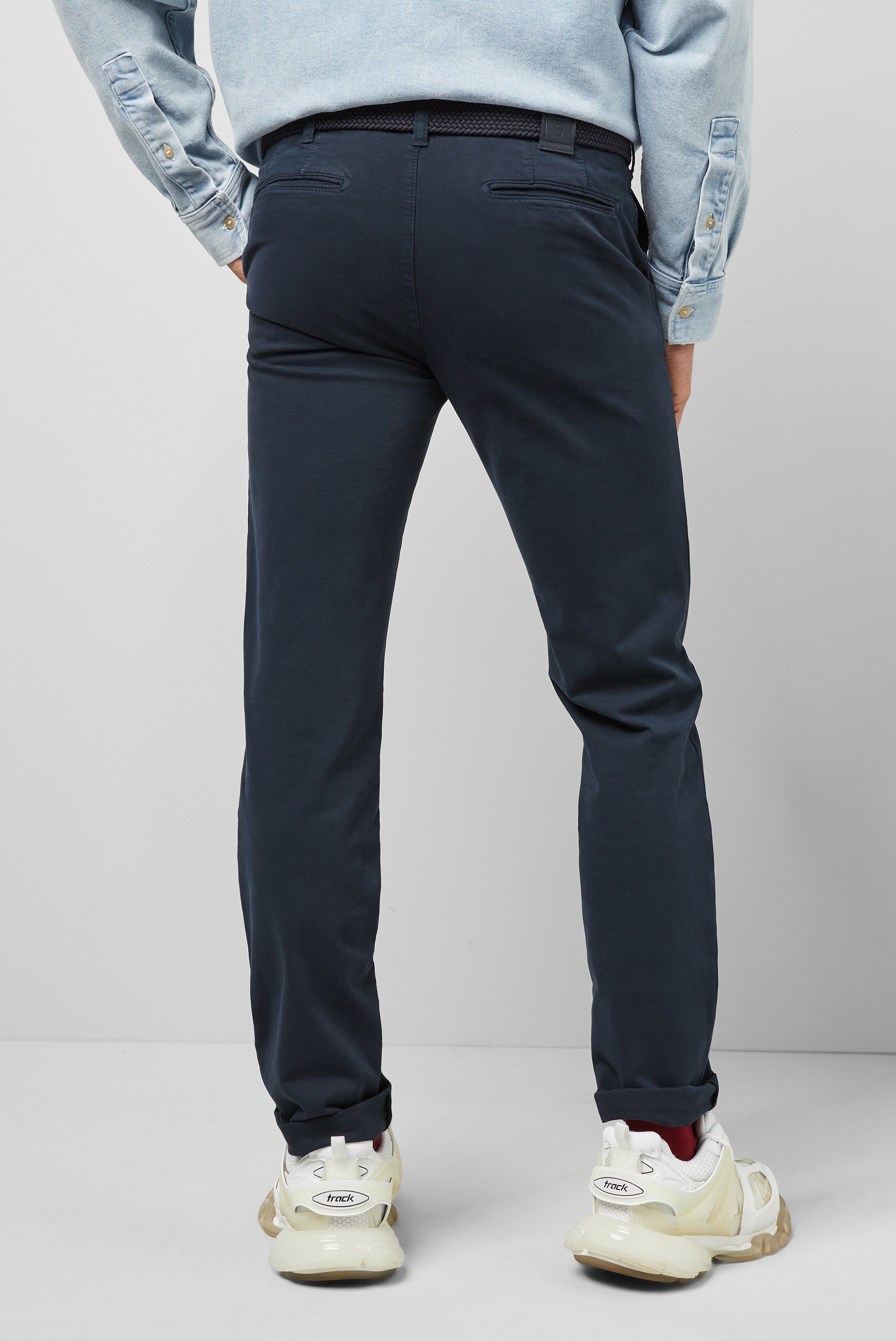 Meyer M5 Chino Cotton Stretch Chino Trousers - Navy