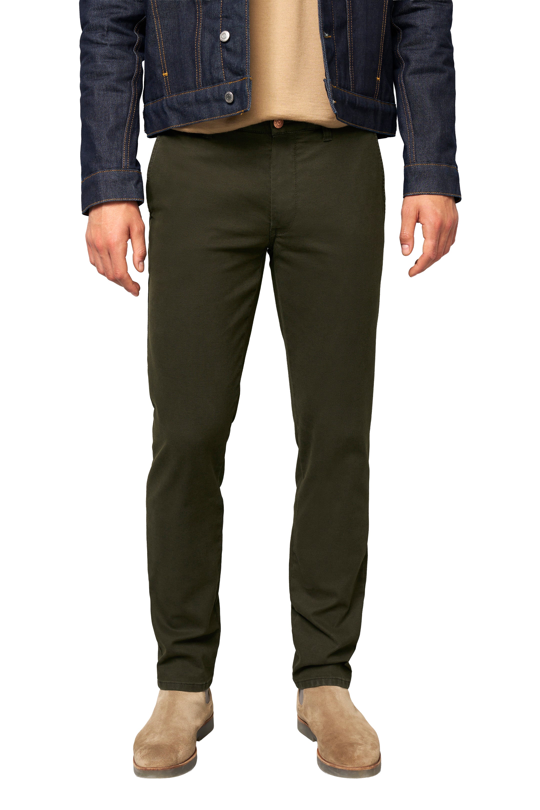 Meyer M5 Chino Stretch Micro Structure Trousers - Dark Green