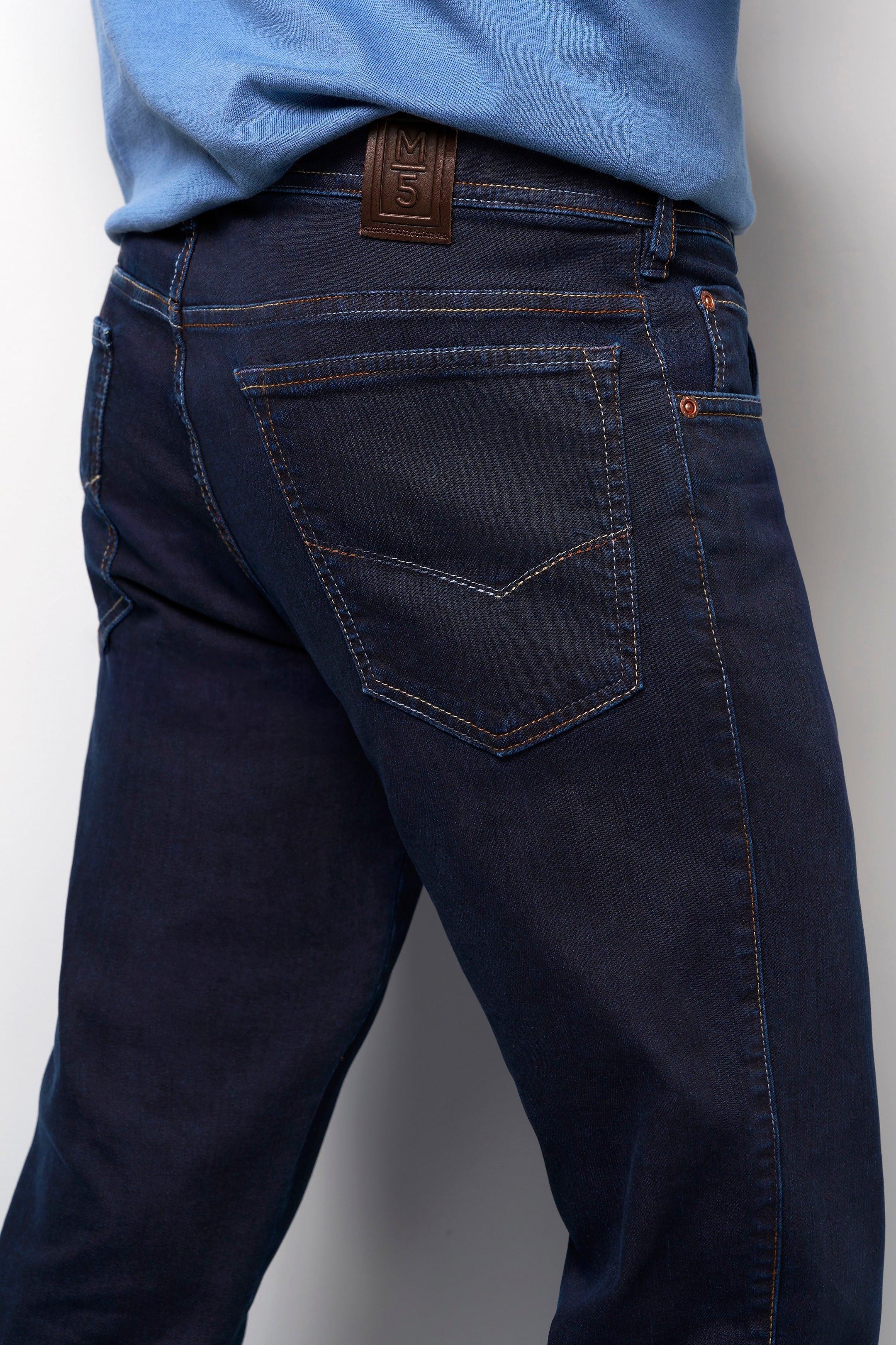 Meyer M5 Five Super Stretch Dark Denim Jeans - Overdyed Dark Blue