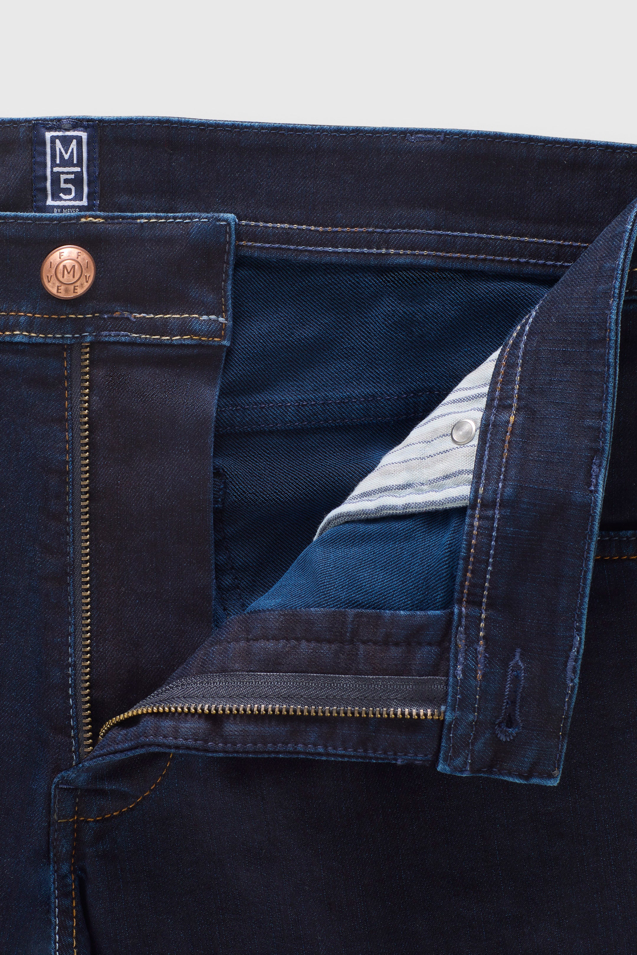 Meyer M5 Five Super Stretch Dark Denim Jeans - Overdyed Dark Blue