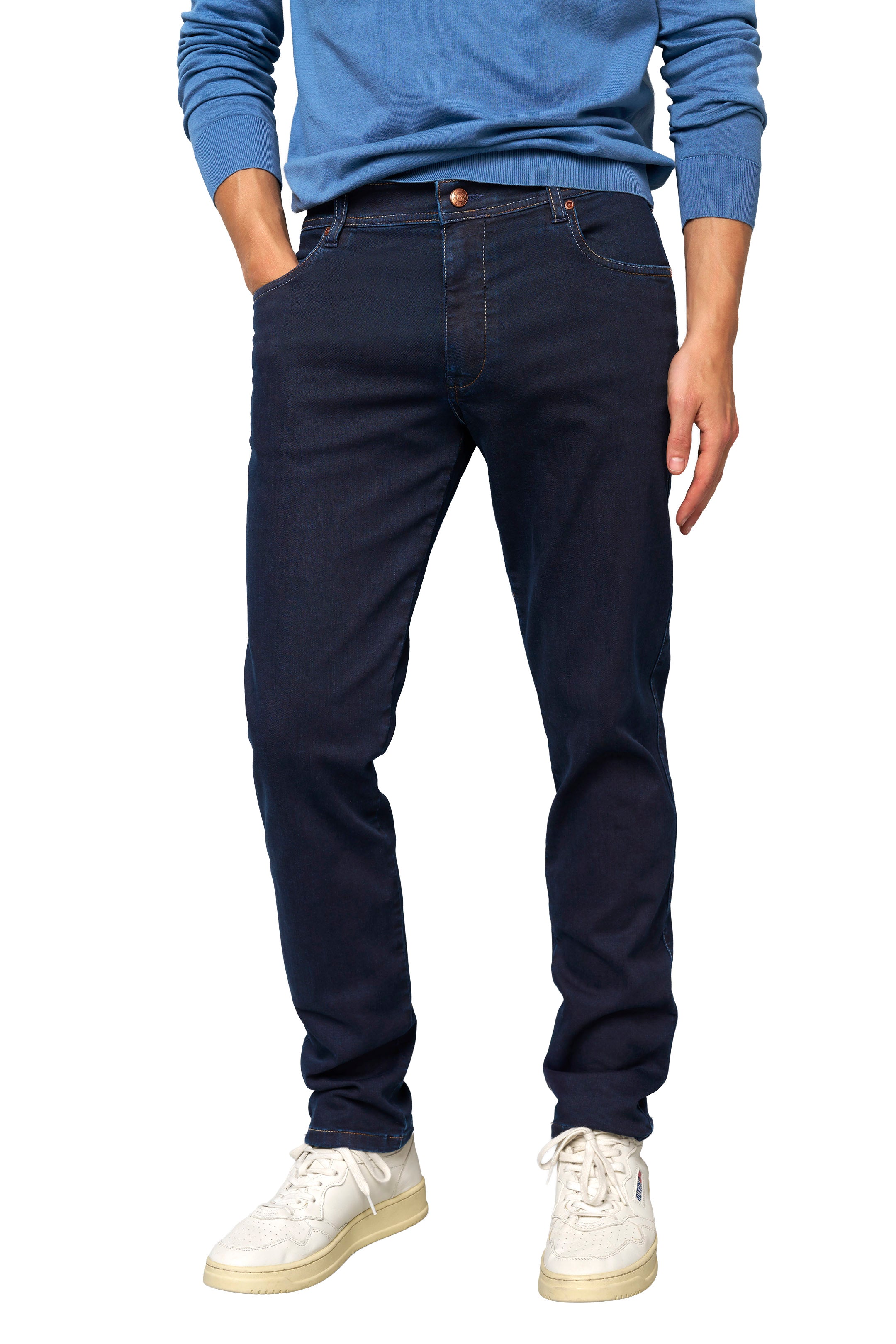 Meyer M5 Five Super Stretch Dark Denim Jeans - Overdyed Dark Blue