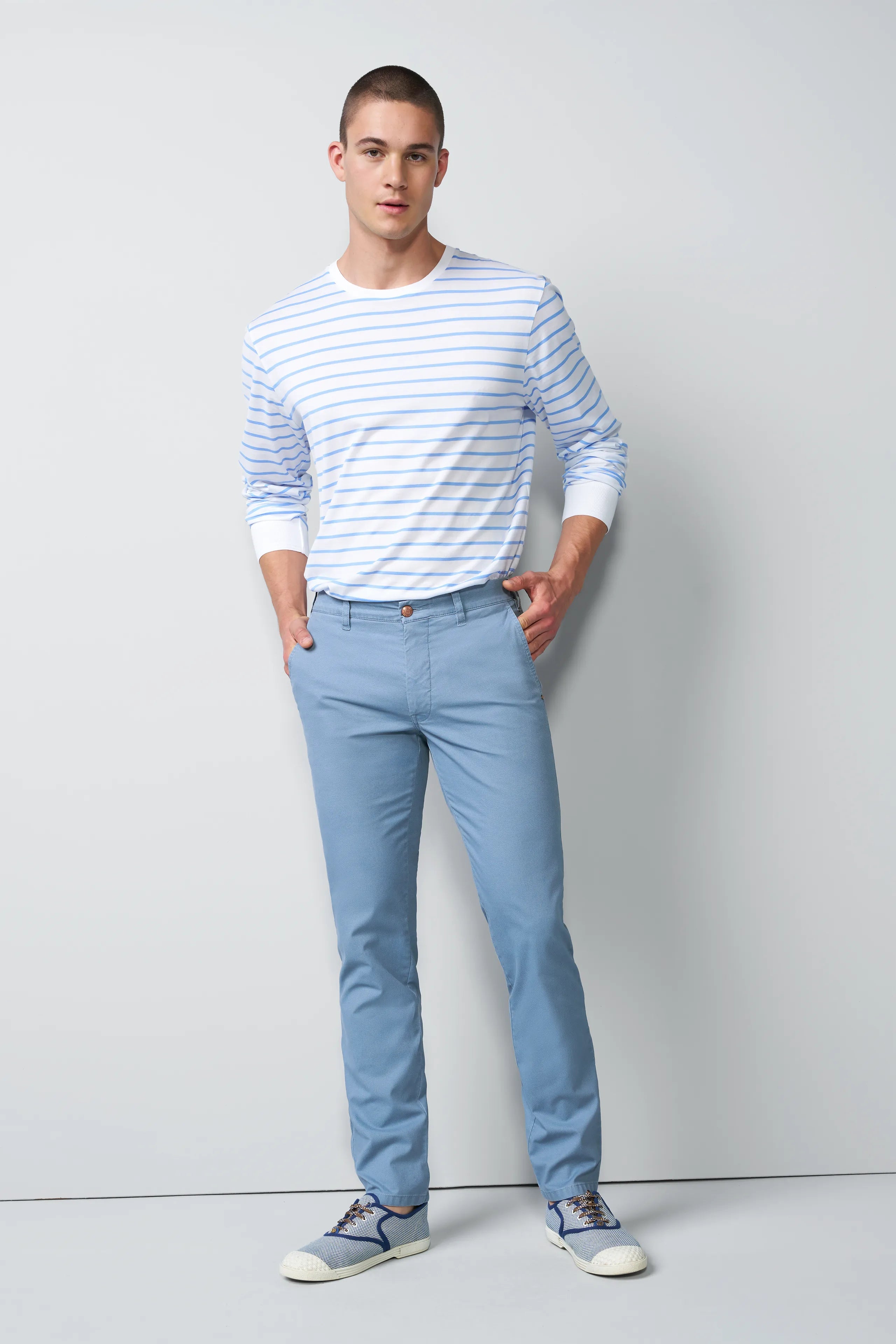 Meyer M5 Move Stretch Casual Chinos - Blue