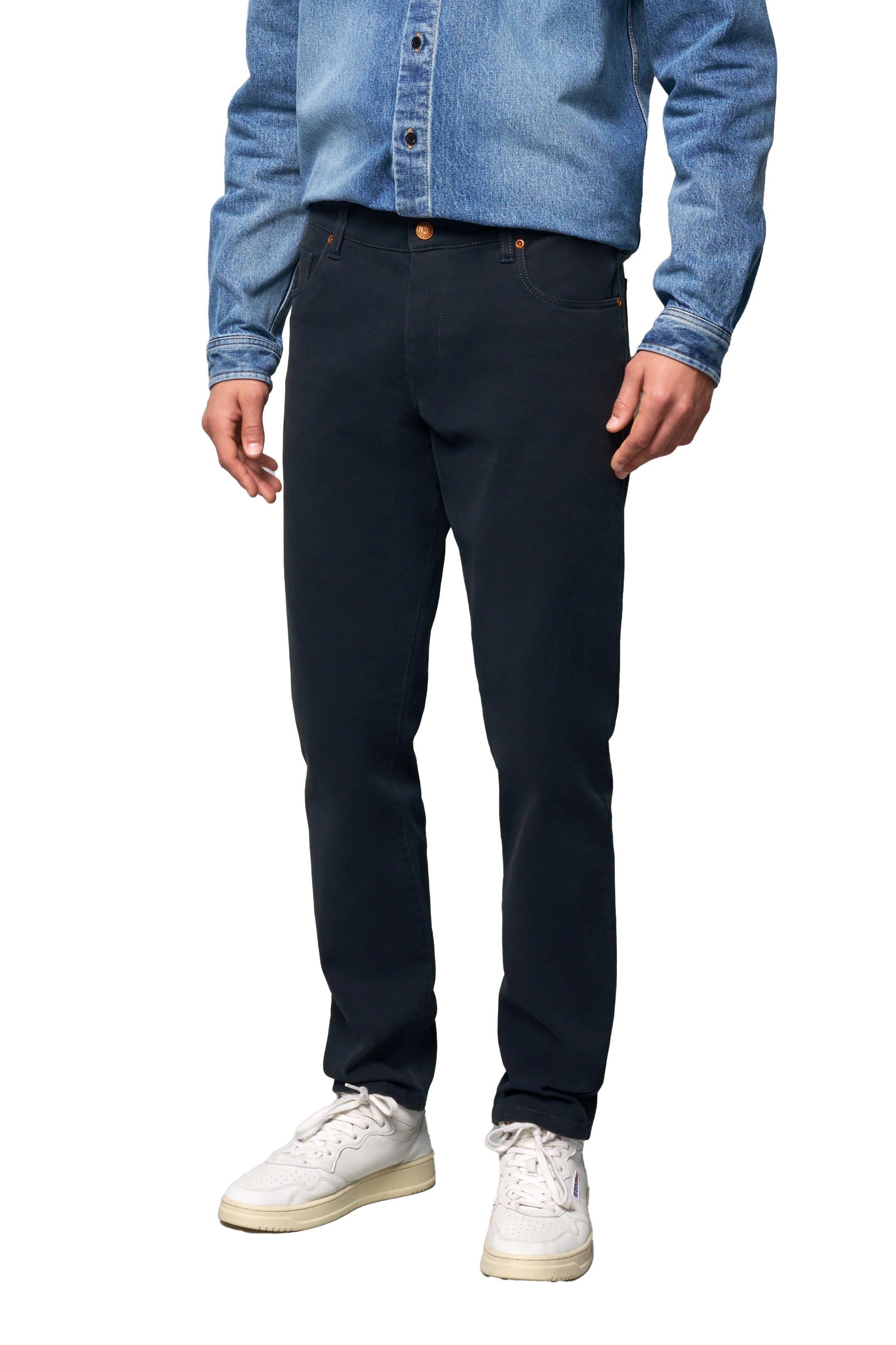 Meyer M5 Slim Soft Stretch Cotton Twill Chinos - Dark Blue