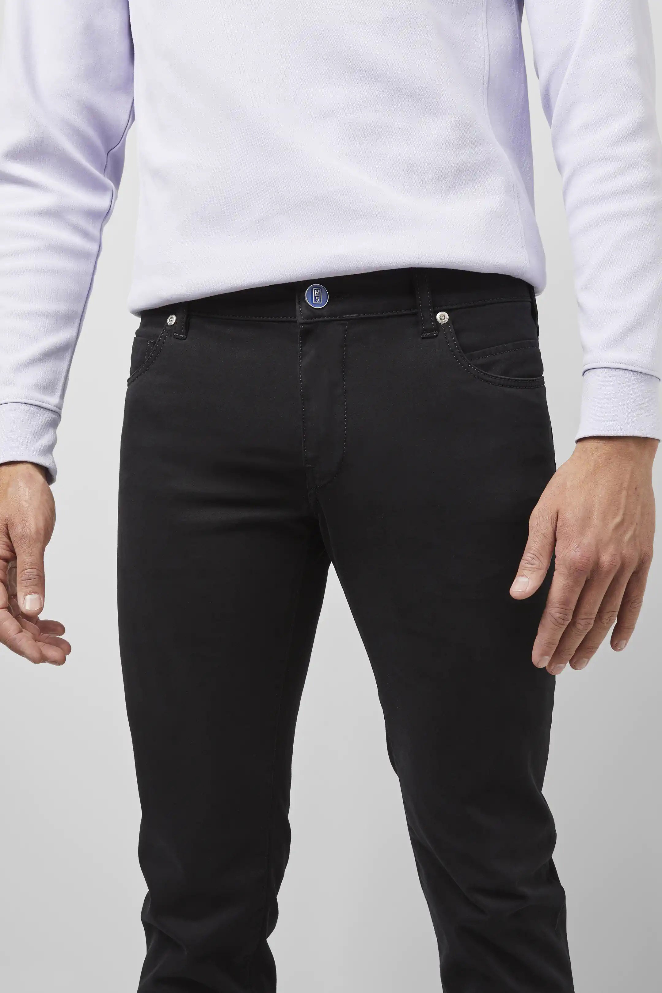 Meyer M5 Slim Soft Stretch Pima Cotton Chinos - Black