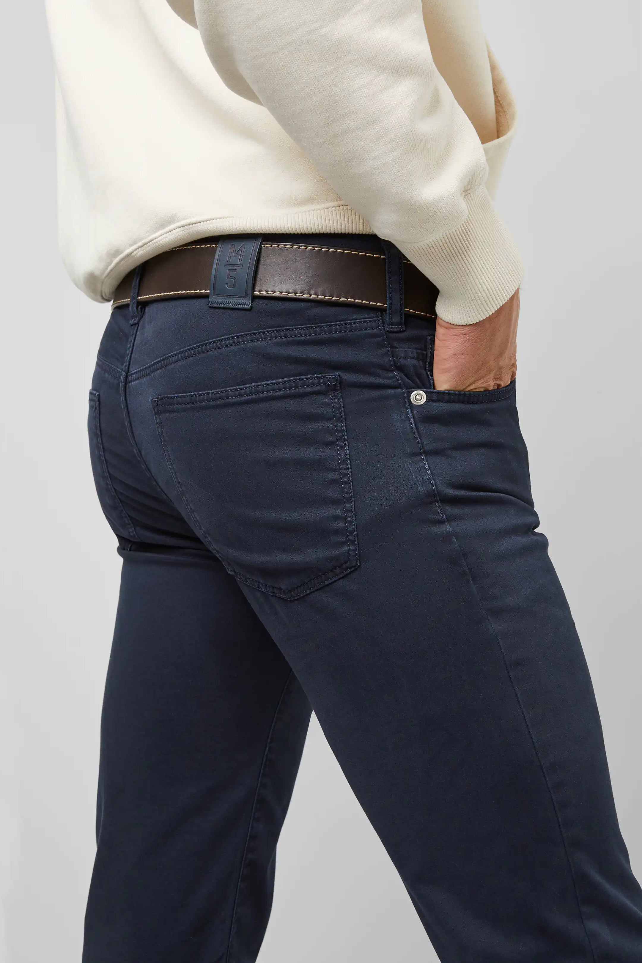 Meyer M5 Slim Soft Stretch Pima Cotton Chinos - Navy