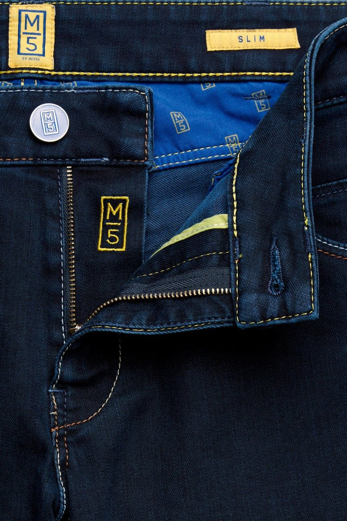 Meyer M5 Slim Super Stretch Jersey Denim - Blue