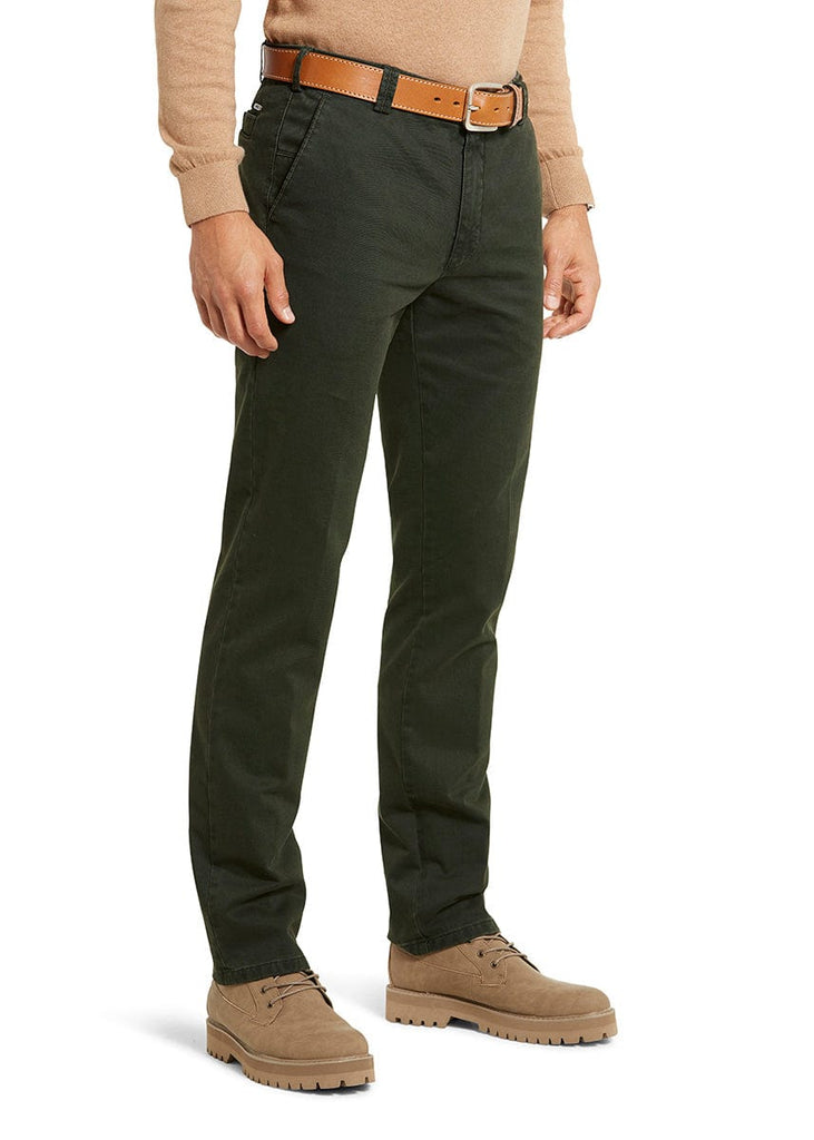 Meyer New York Cotton Stretch Chino Trousers - Dark Green