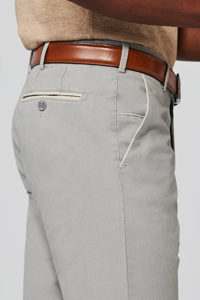 Meyer New York Cotton Stretch Chino Trousers - Light Grey