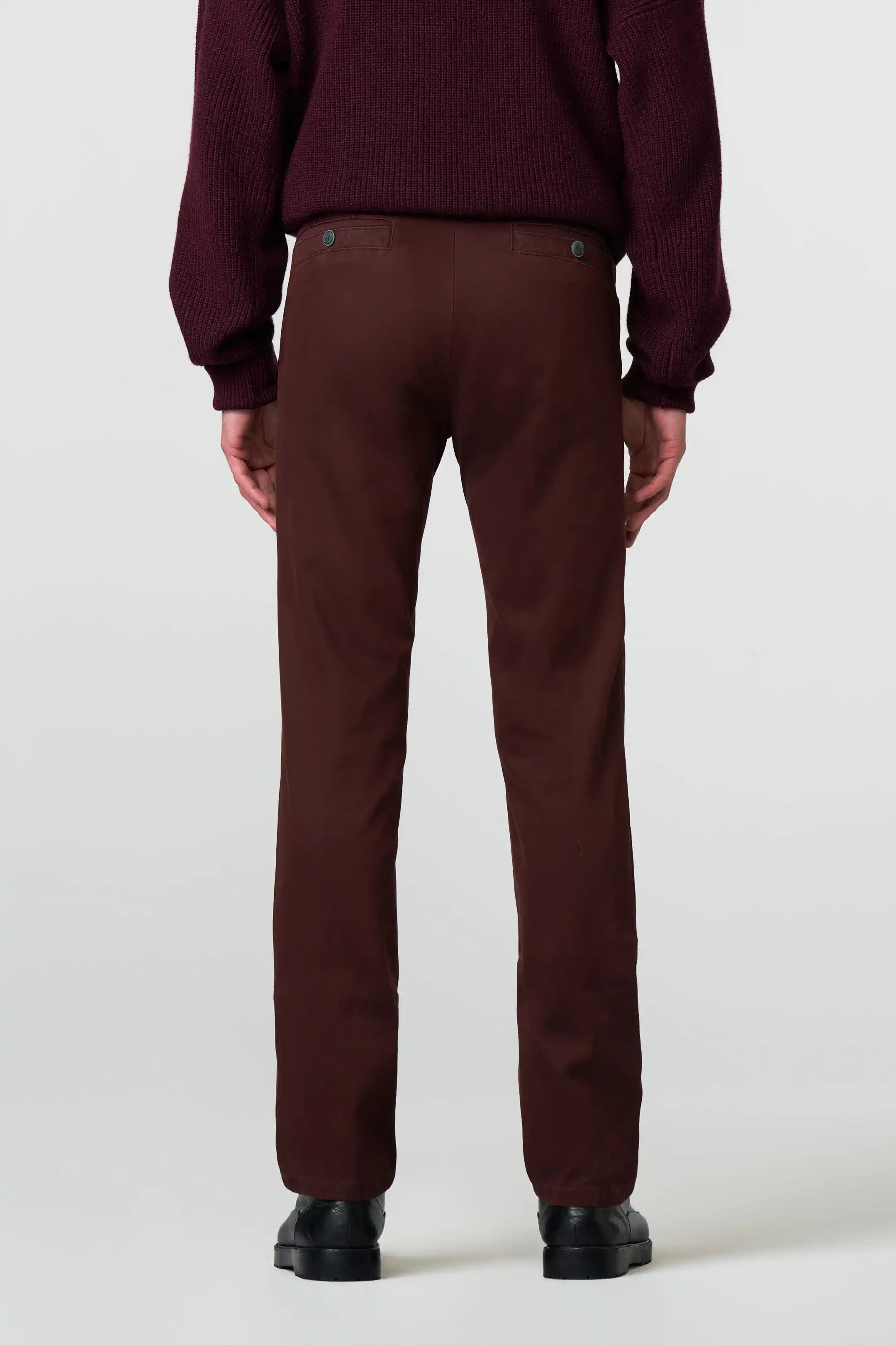 Meyer New York Fine Texture Cotton Stretch Chinos - Burgundy