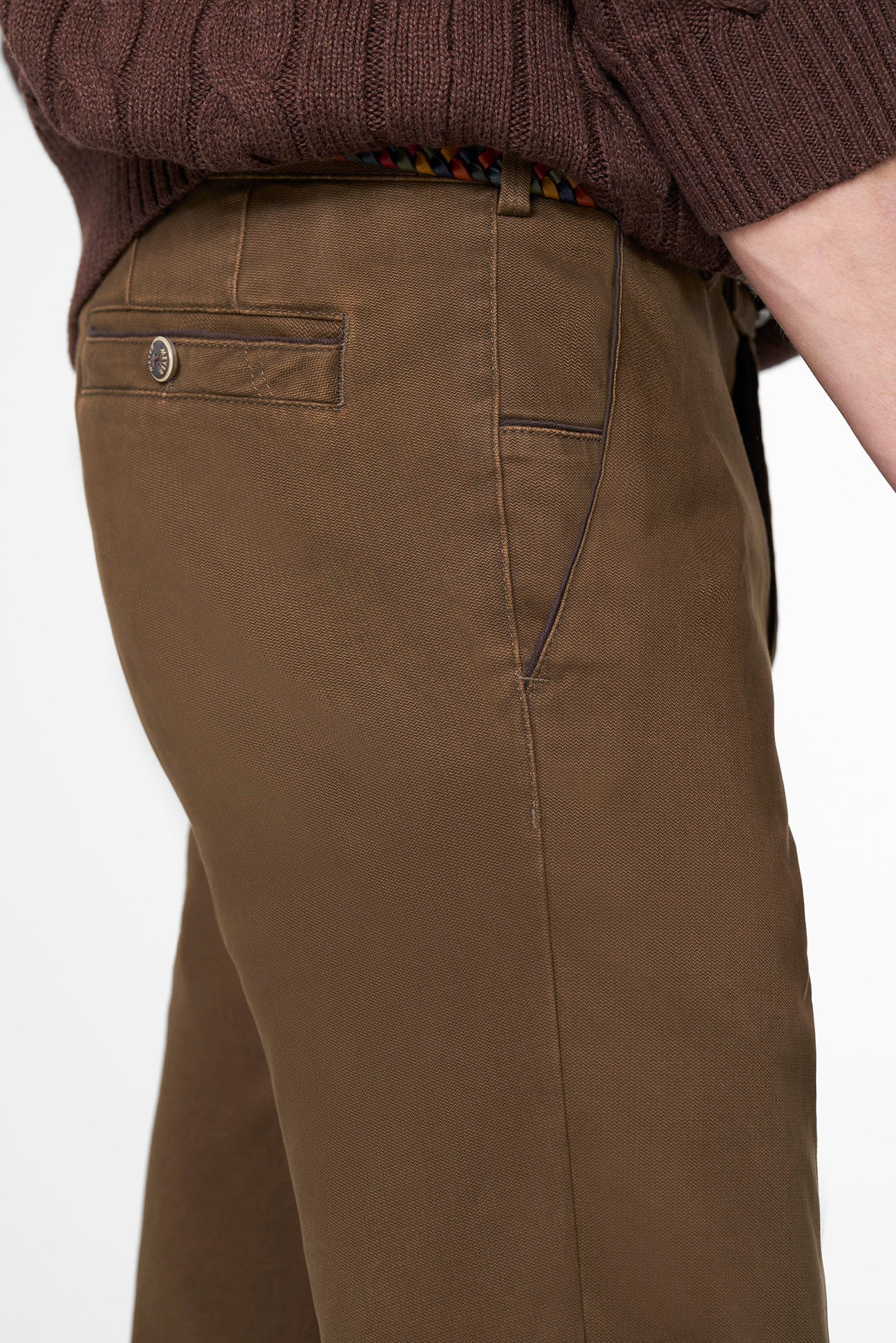 Meyer New York Fine Texture Cotton Stretch Chinos - Caramel