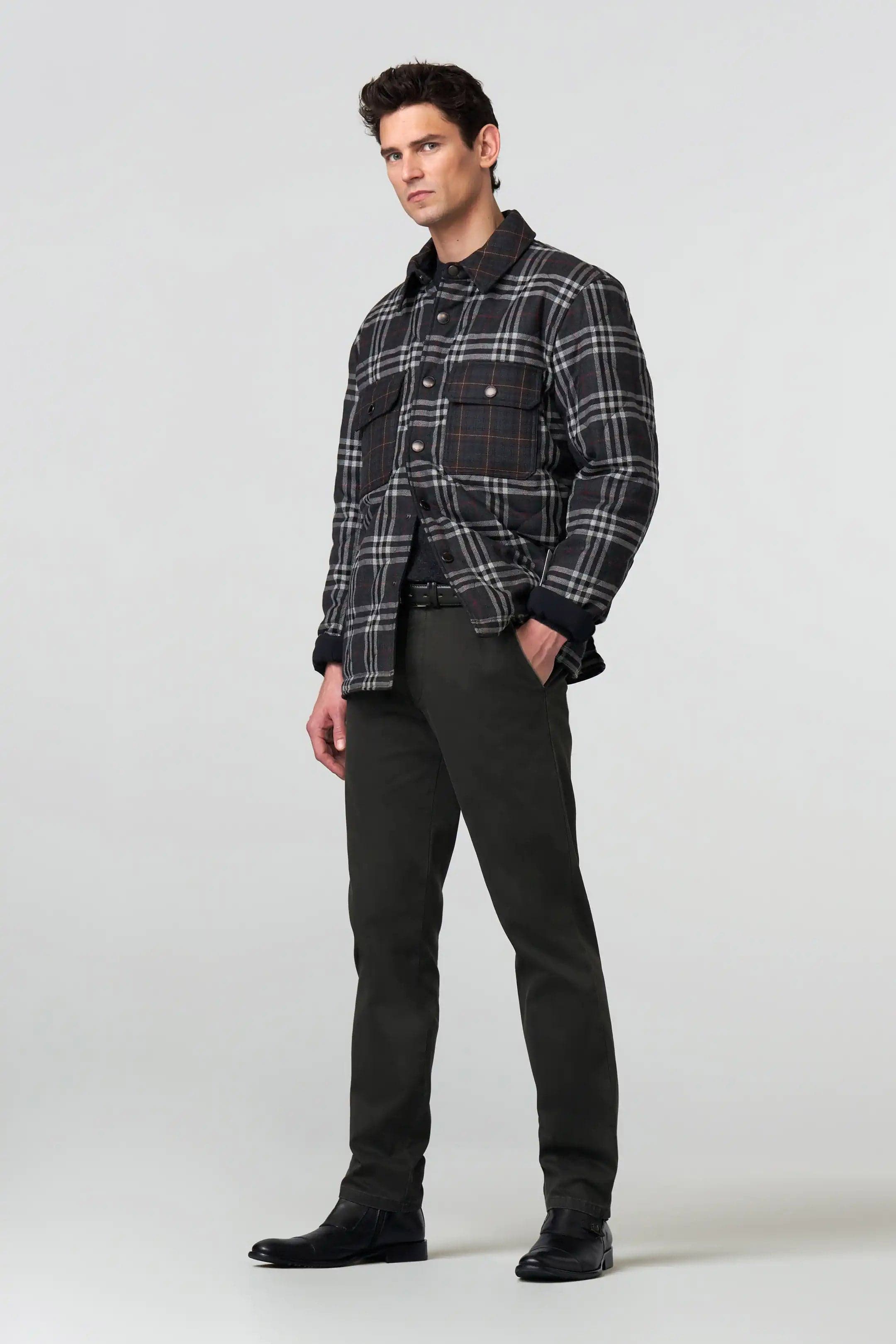 Meyer New York Fine Texture Cotton Stretch Chinos - Dark Grey