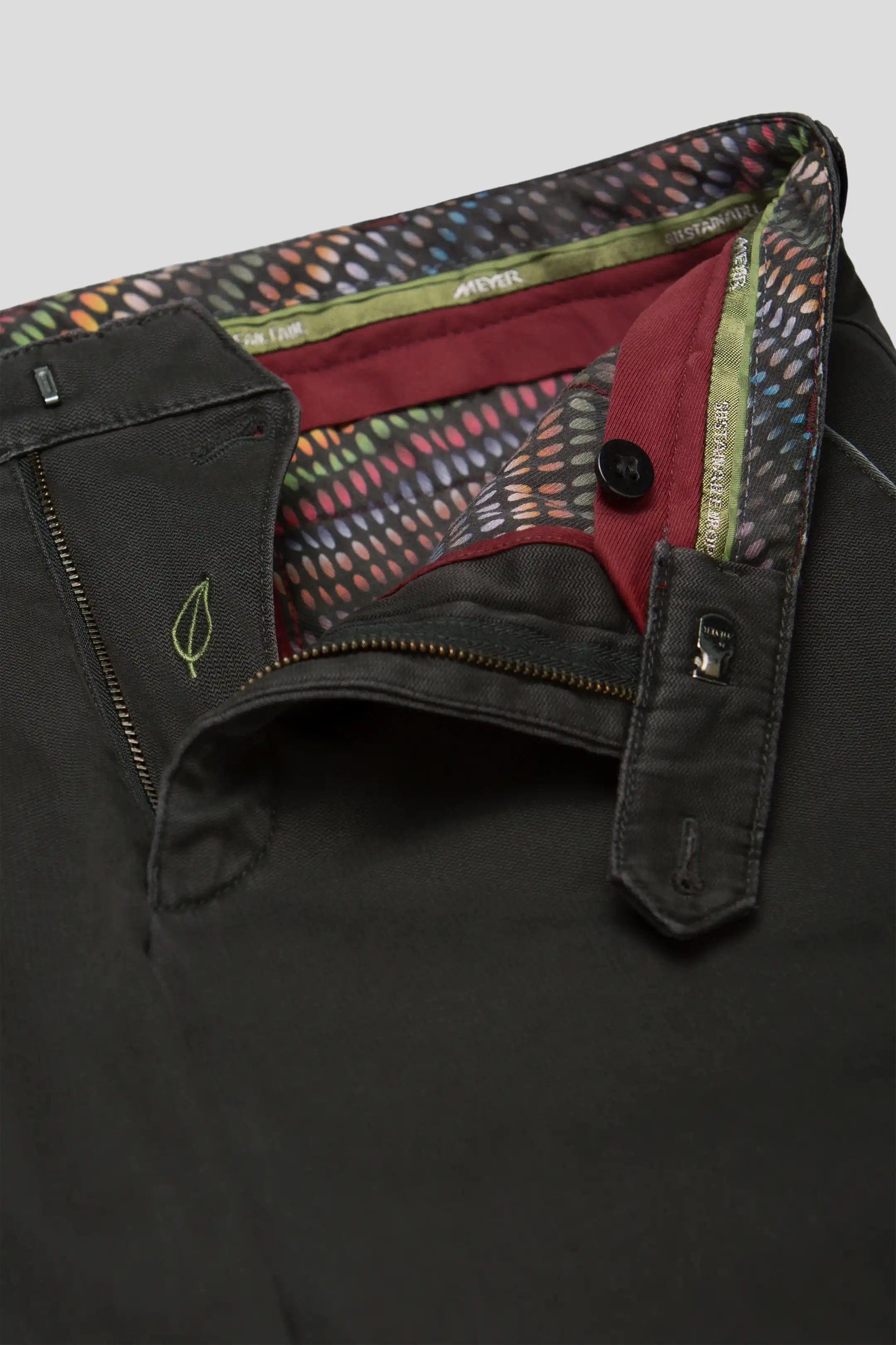 Meyer New York Fine Texture Cotton Stretch Chinos - Dark Grey