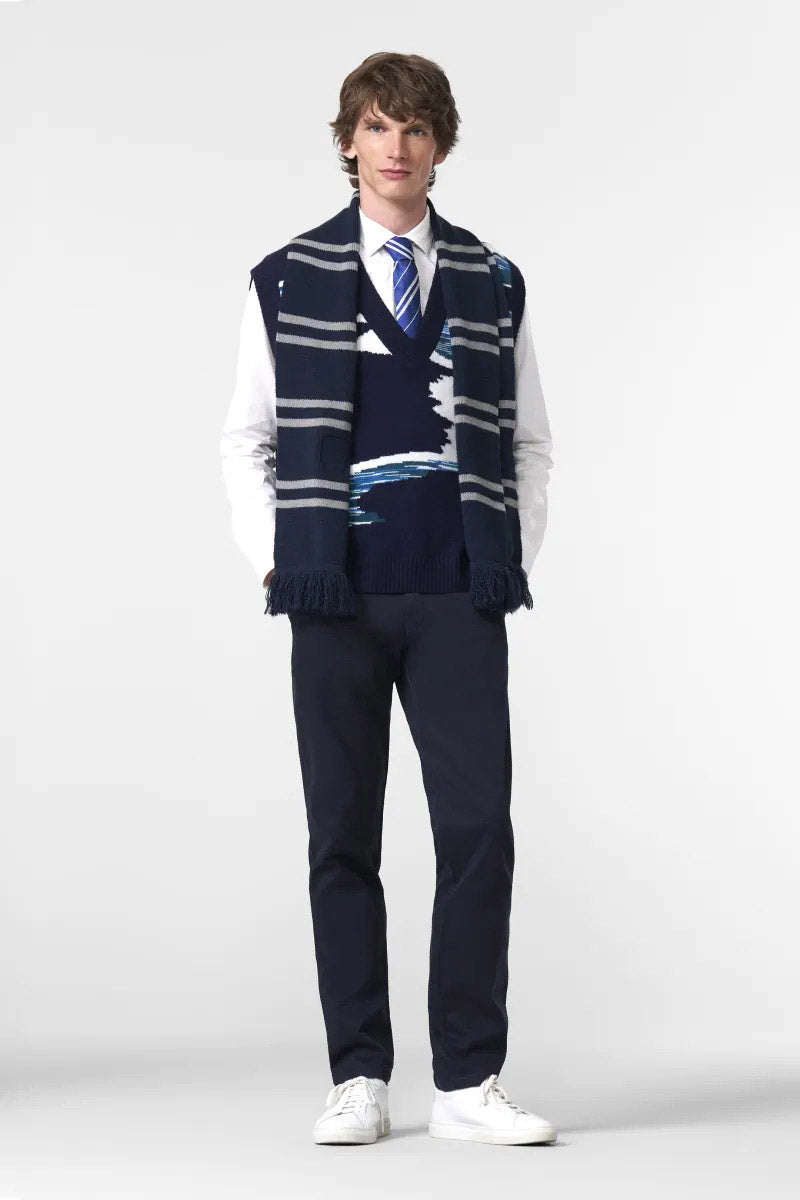 Meyer New York Fine Texture Cotton Stretch Chinos - Navy