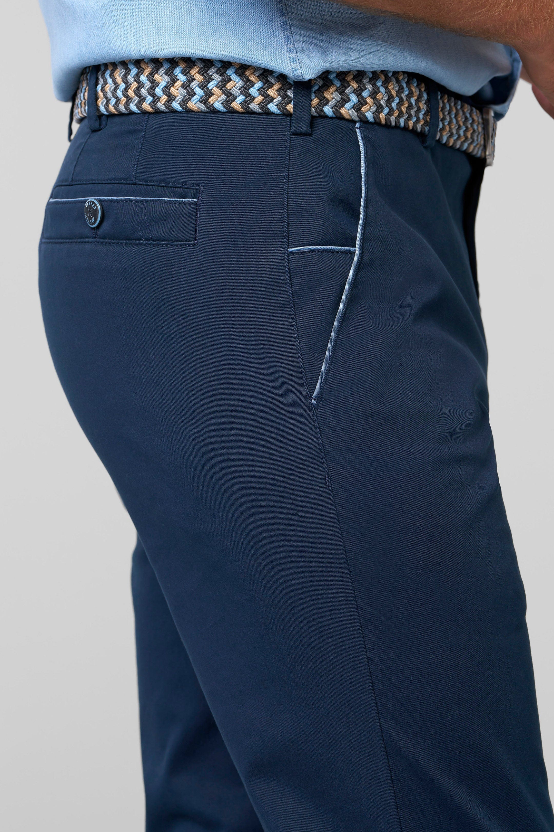 Meyer New York Stretch Summer Twill Chinos - Navy