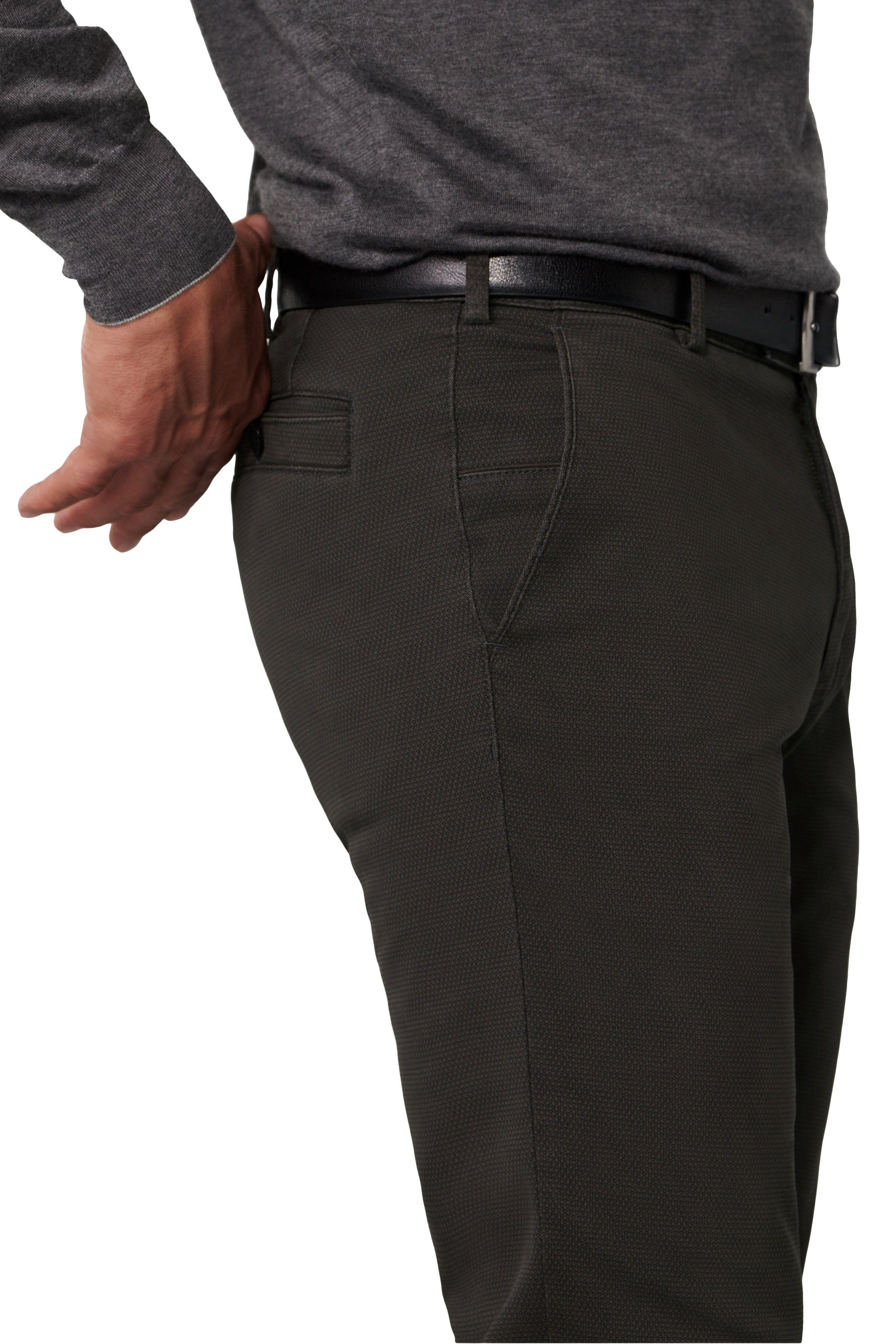 Meyer New York Two Colour Cotton Stretch Chinos - Charcoal