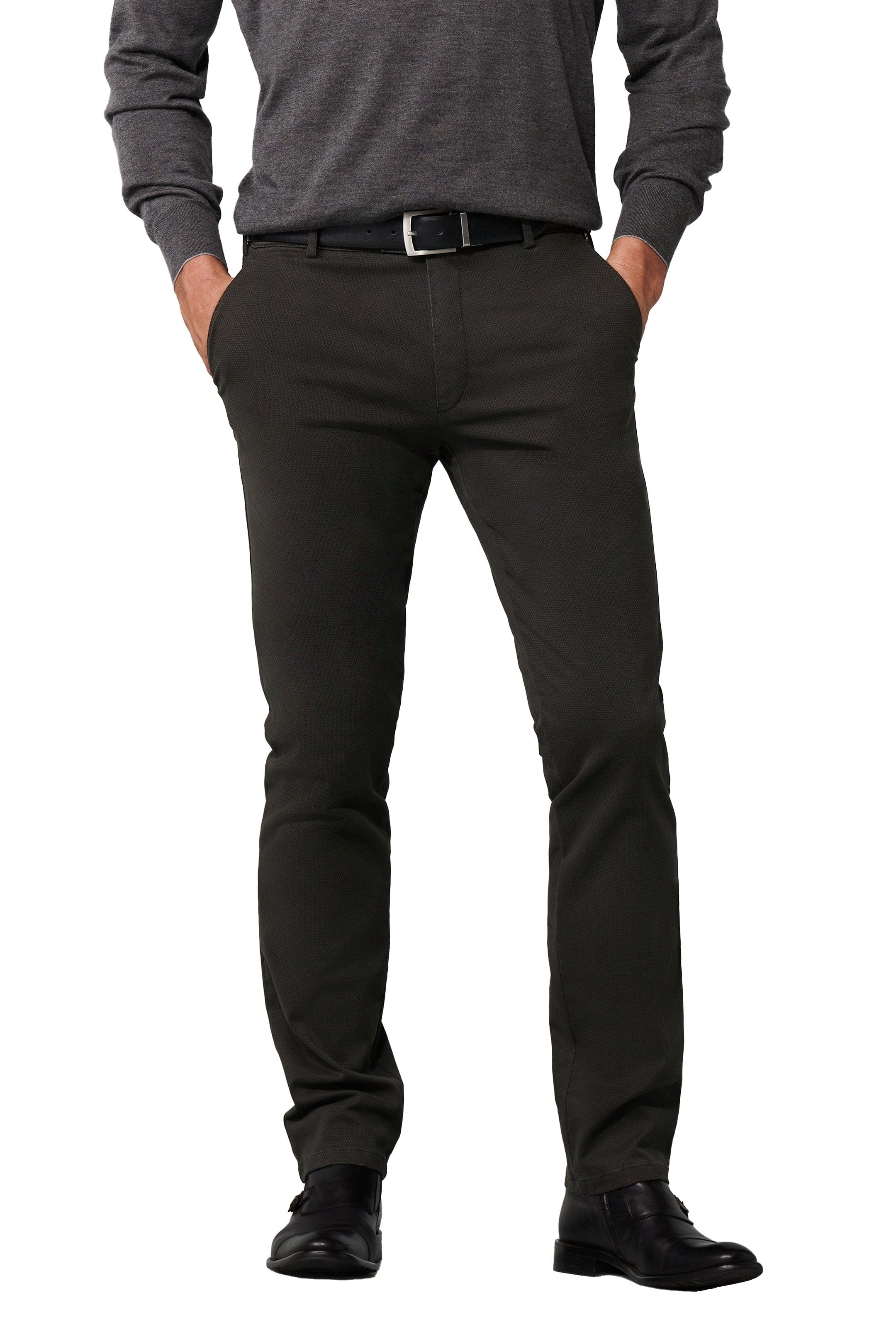Meyer New York Two Colour Cotton Stretch Chinos - Charcoal
