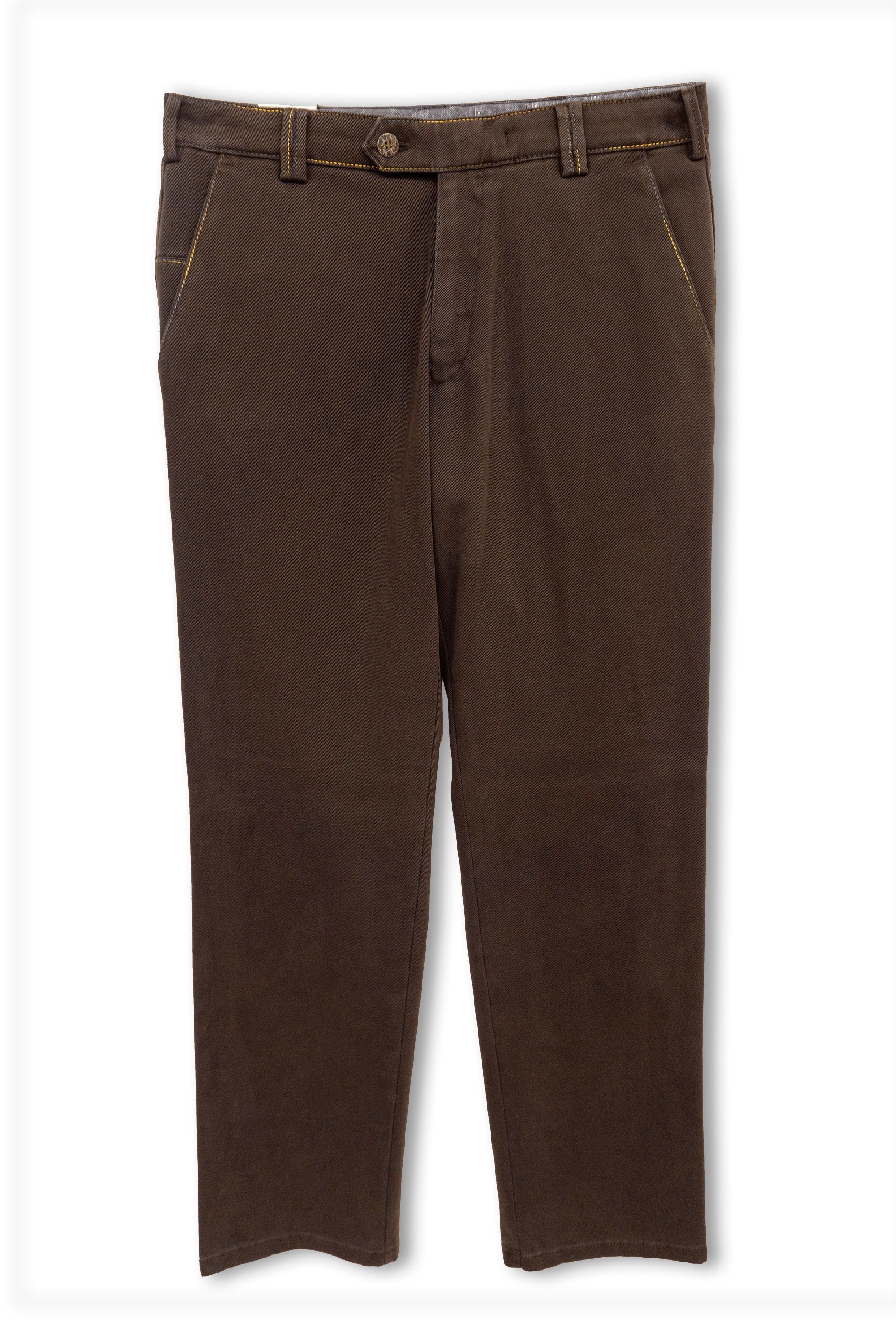 Meyer New York Winter Twill Rainbow Stitch Trousers - Chocolate