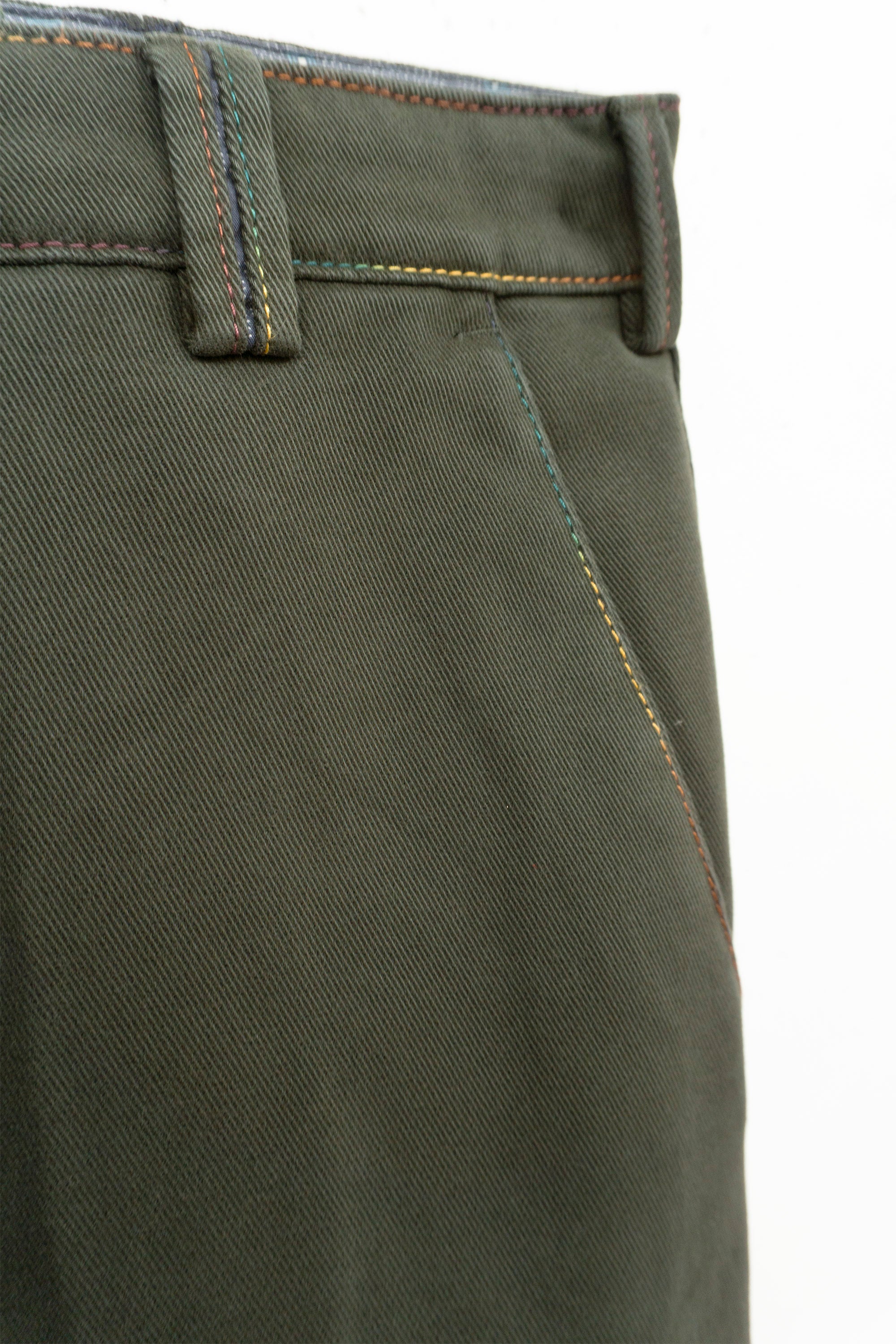 Meyer New York Winter Twill Rainbow Stitch Trousers - Dark Green