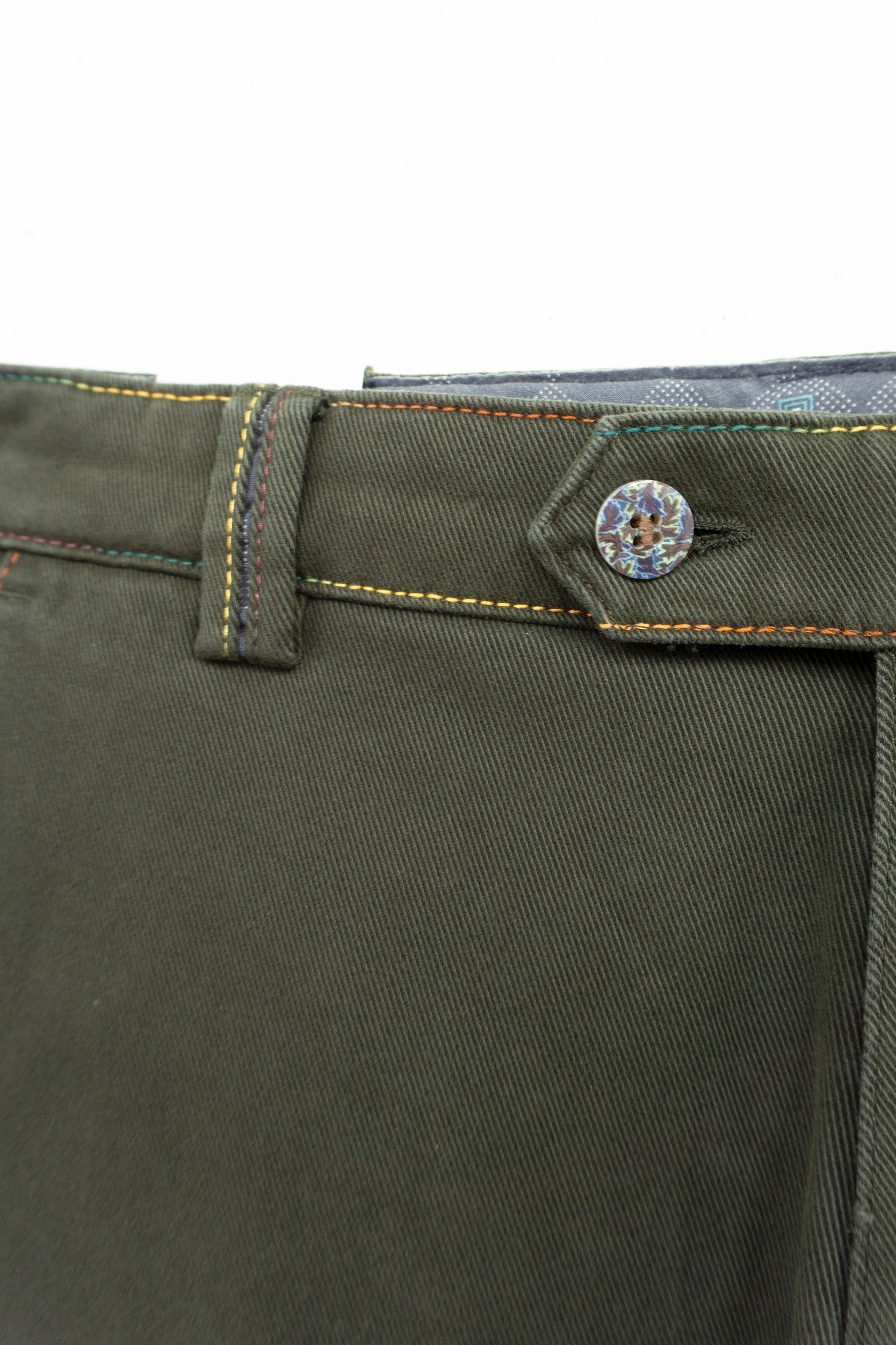 Meyer New York Winter Twill Rainbow Stitch Trousers - Dark Green