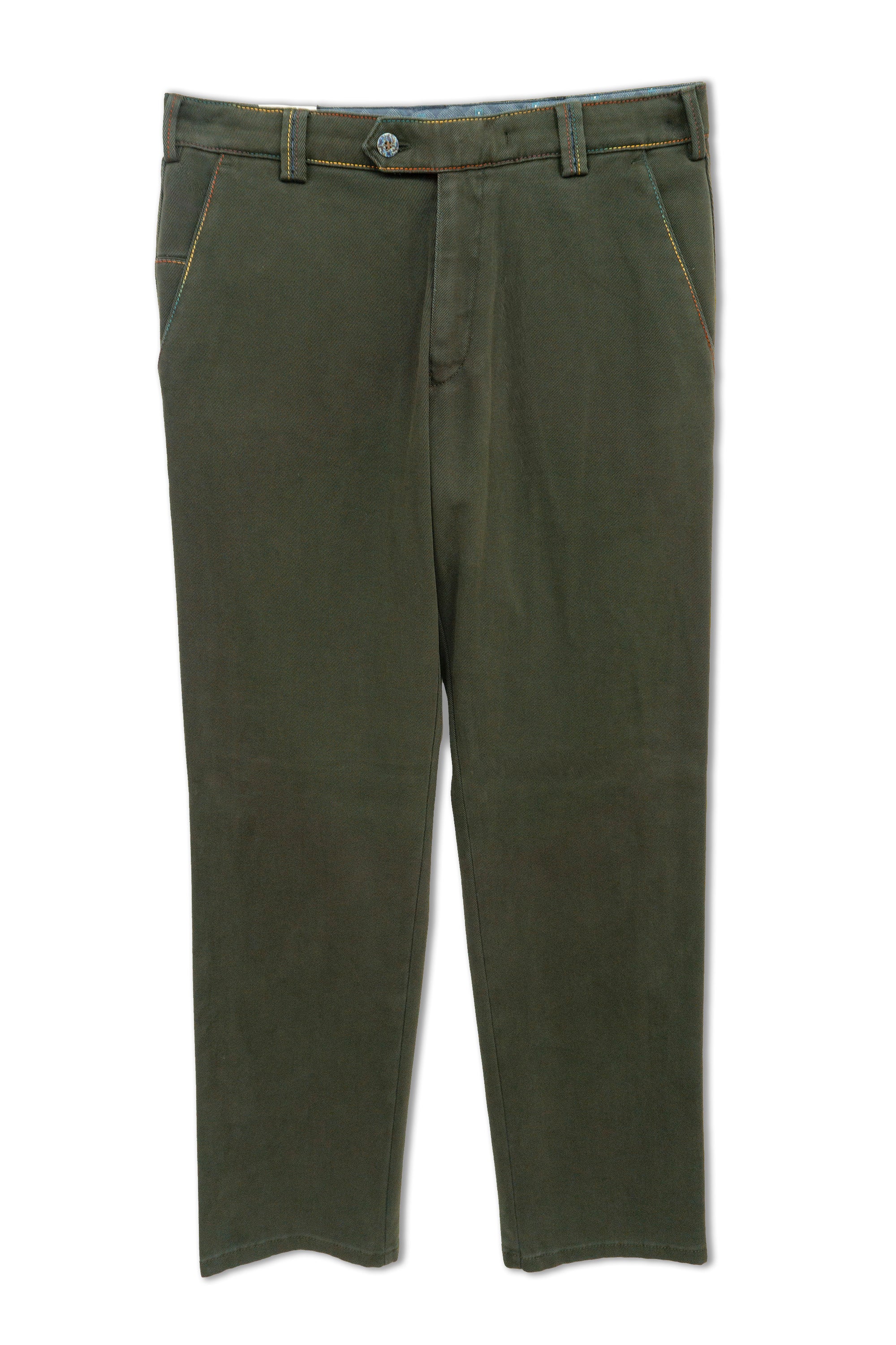 Meyer New York Winter Twill Rainbow Stitch Trousers - Dark Green