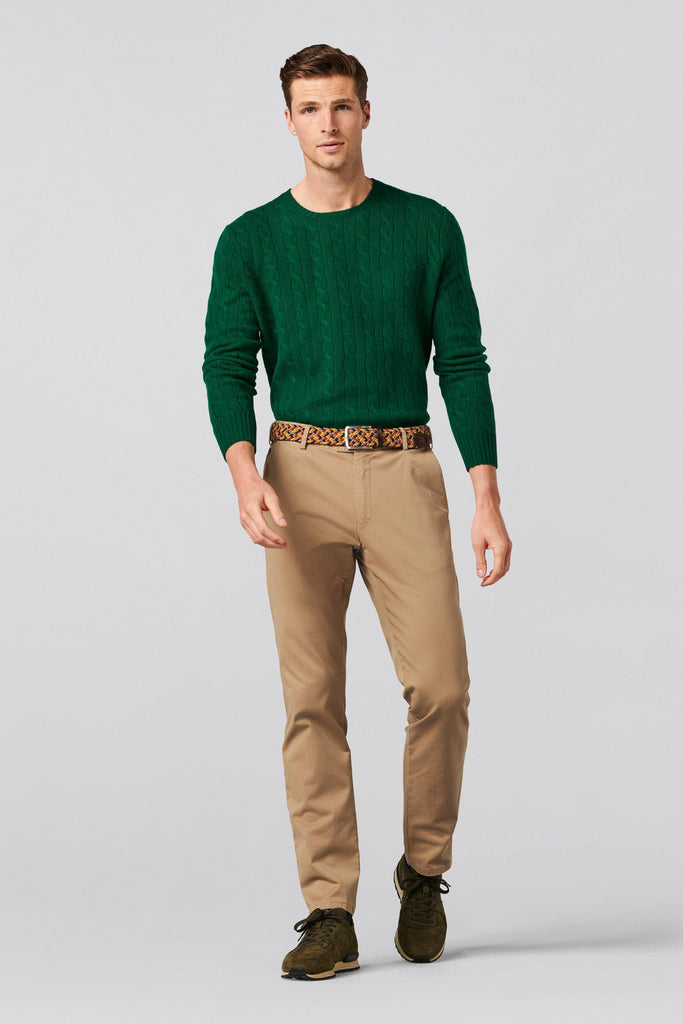 Meyer Oslo Cotton Chino Trousers - Camel
