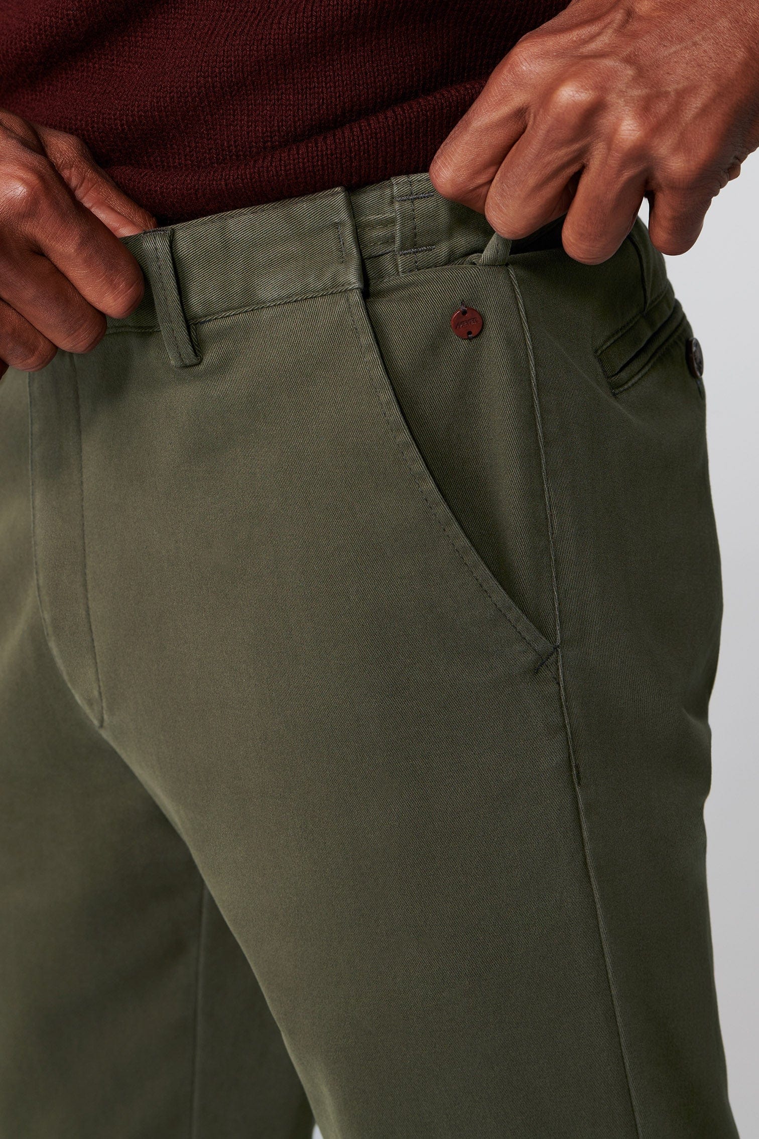 Meyer Oslo Cotton Chino Trousers - Laurel Green
